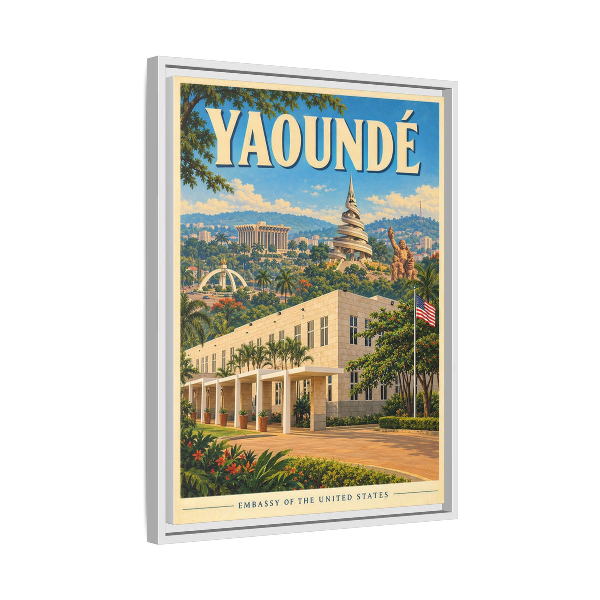 Yaoundé Embassy Wrapped Canvas Framed