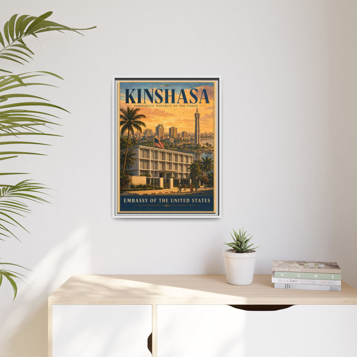Kinshasa Embassy Wrapped Canvas Framed