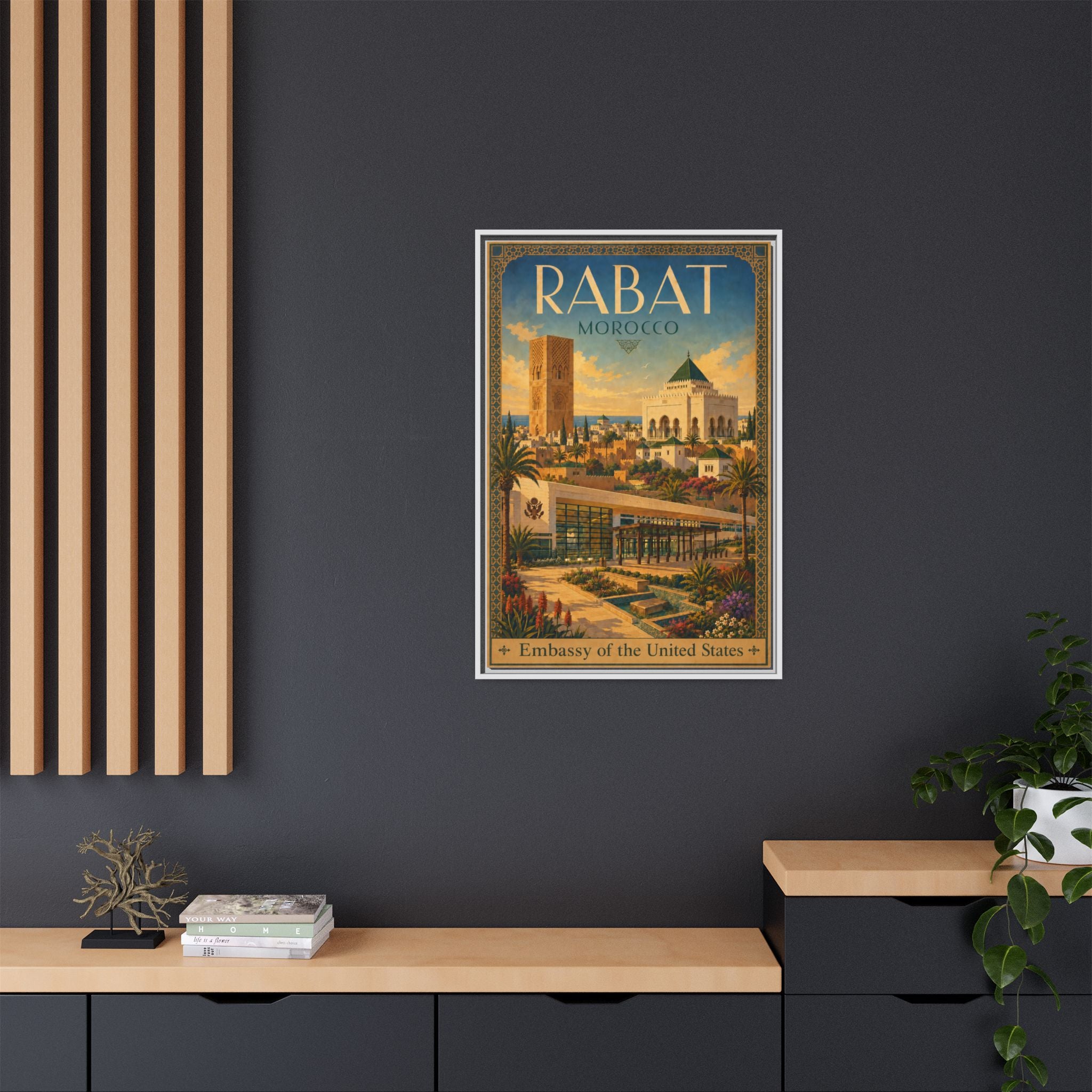 Rabat Embassy Wrapped Canvas Framed