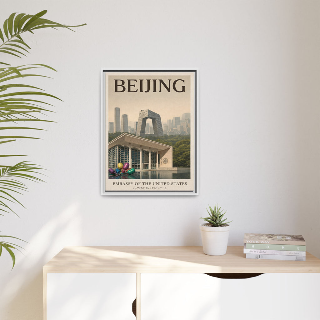 Beijing Embassy Wrapped Canvas Framed