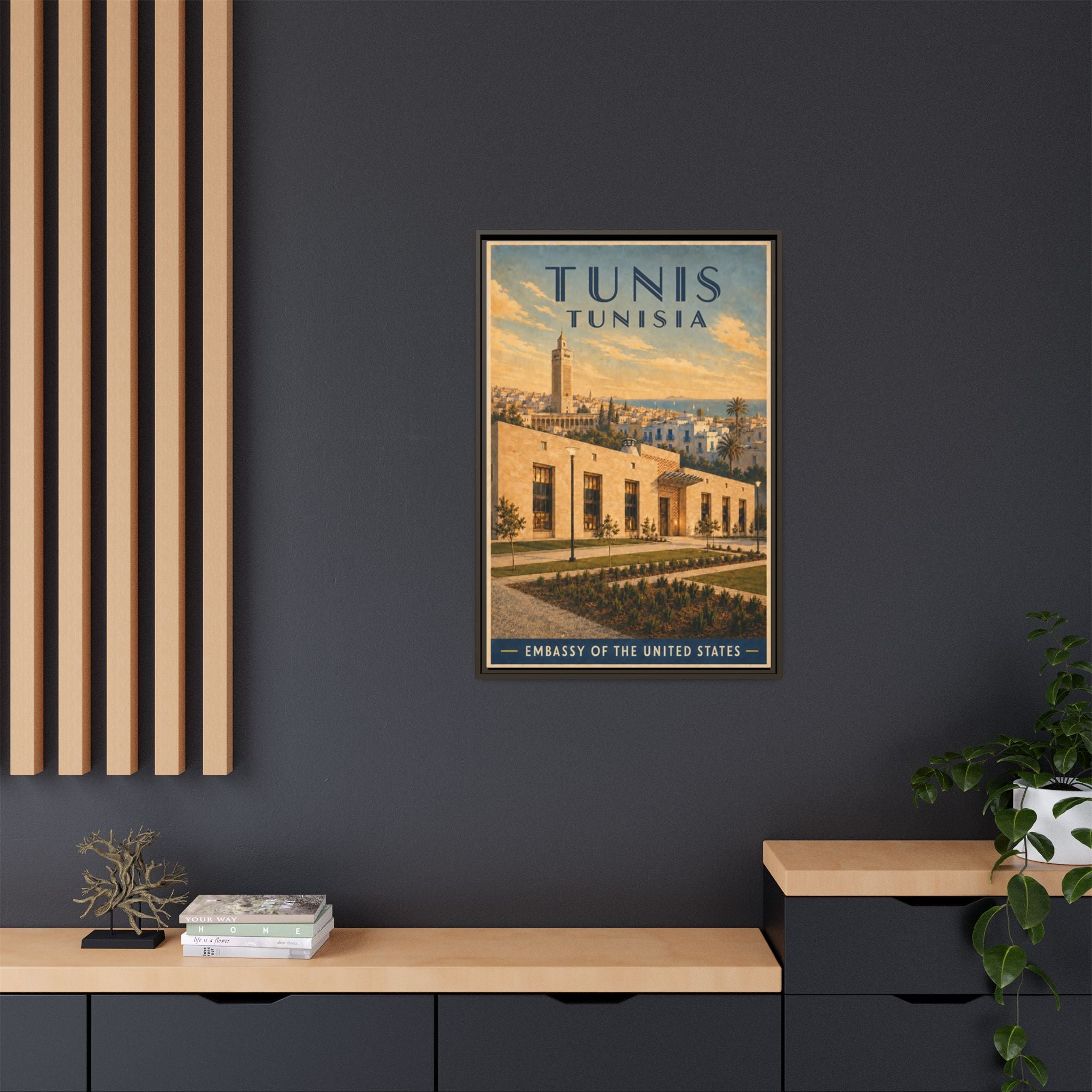 Tunis Embassy Wrapped Canvas Framed