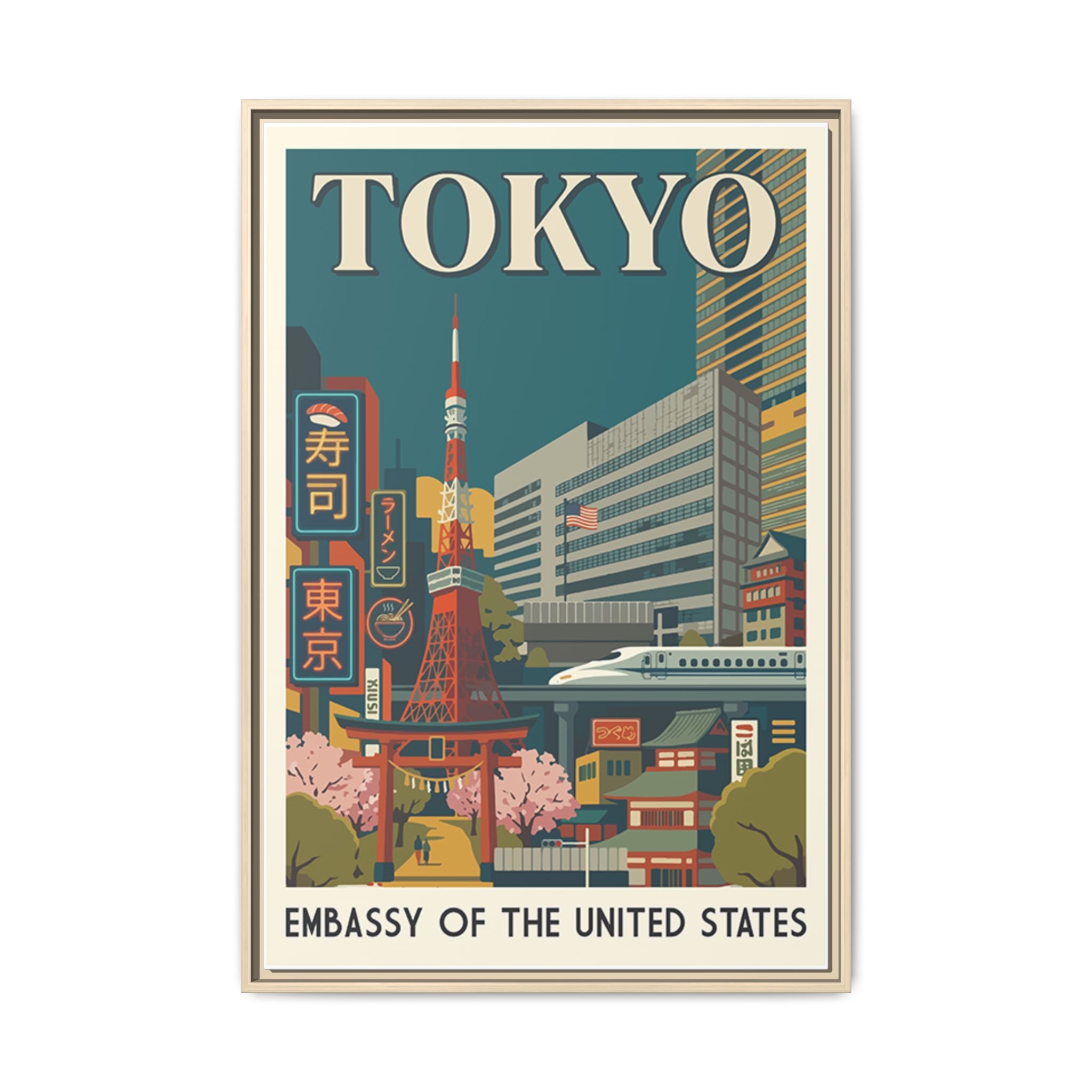 Tokyo Embassy Wrapped Canvas Framed