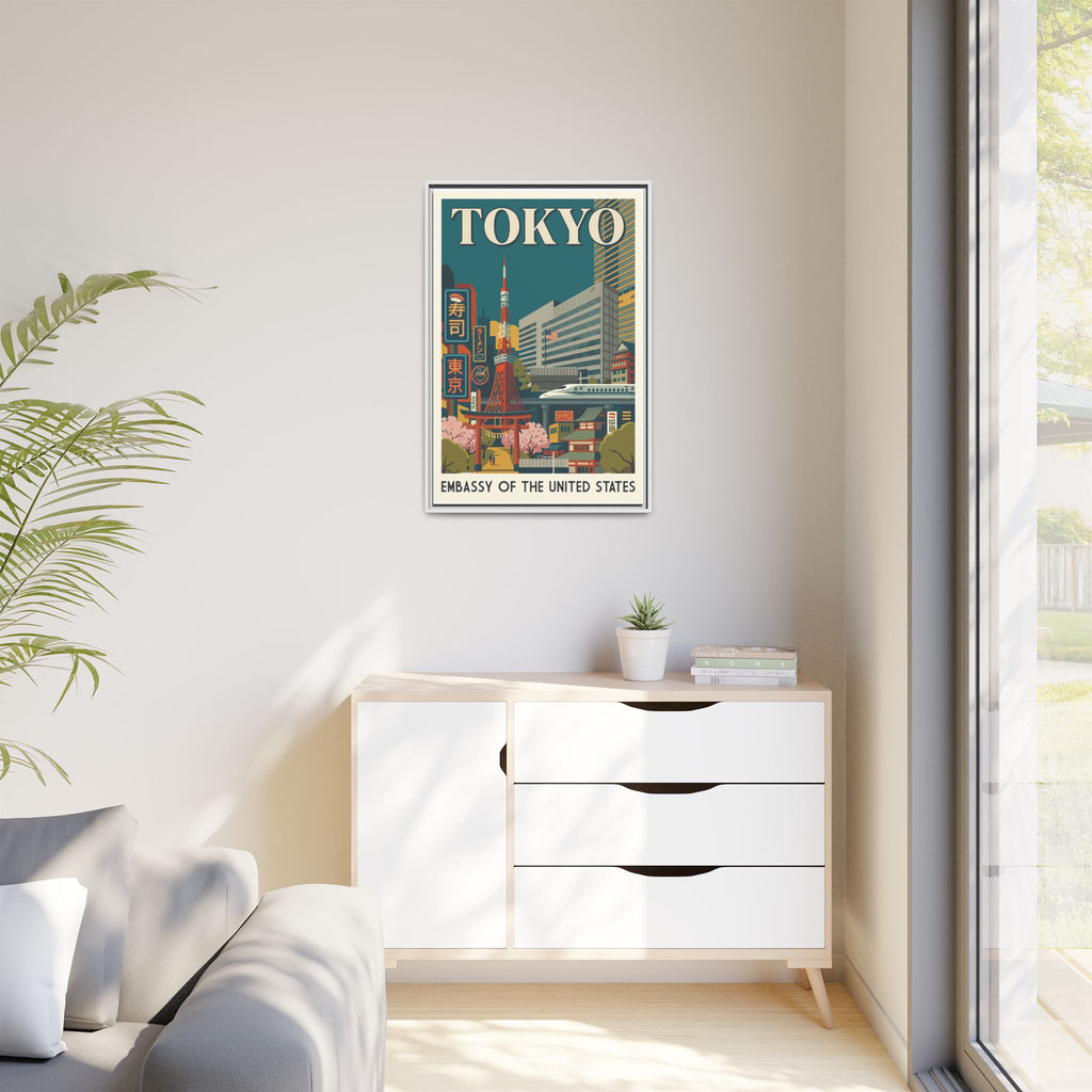 Tokyo Embassy Wrapped Canvas Framed