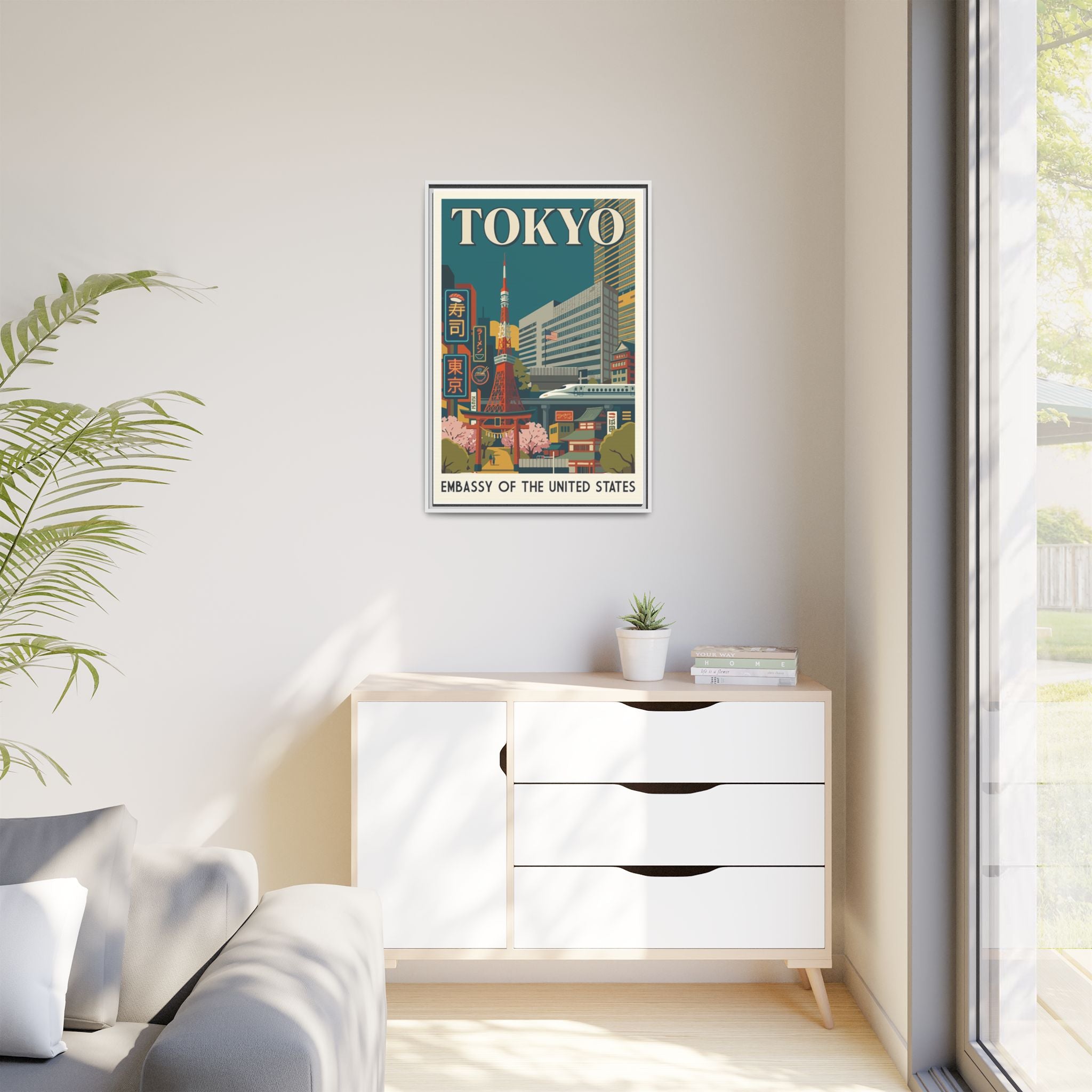 Tokyo Embassy Wrapped Canvas Framed