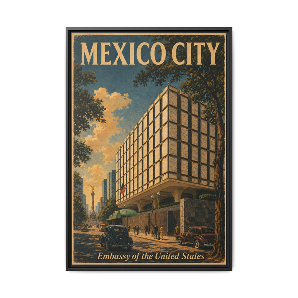 Mexico City Embassy Wrapped Canvas Framed