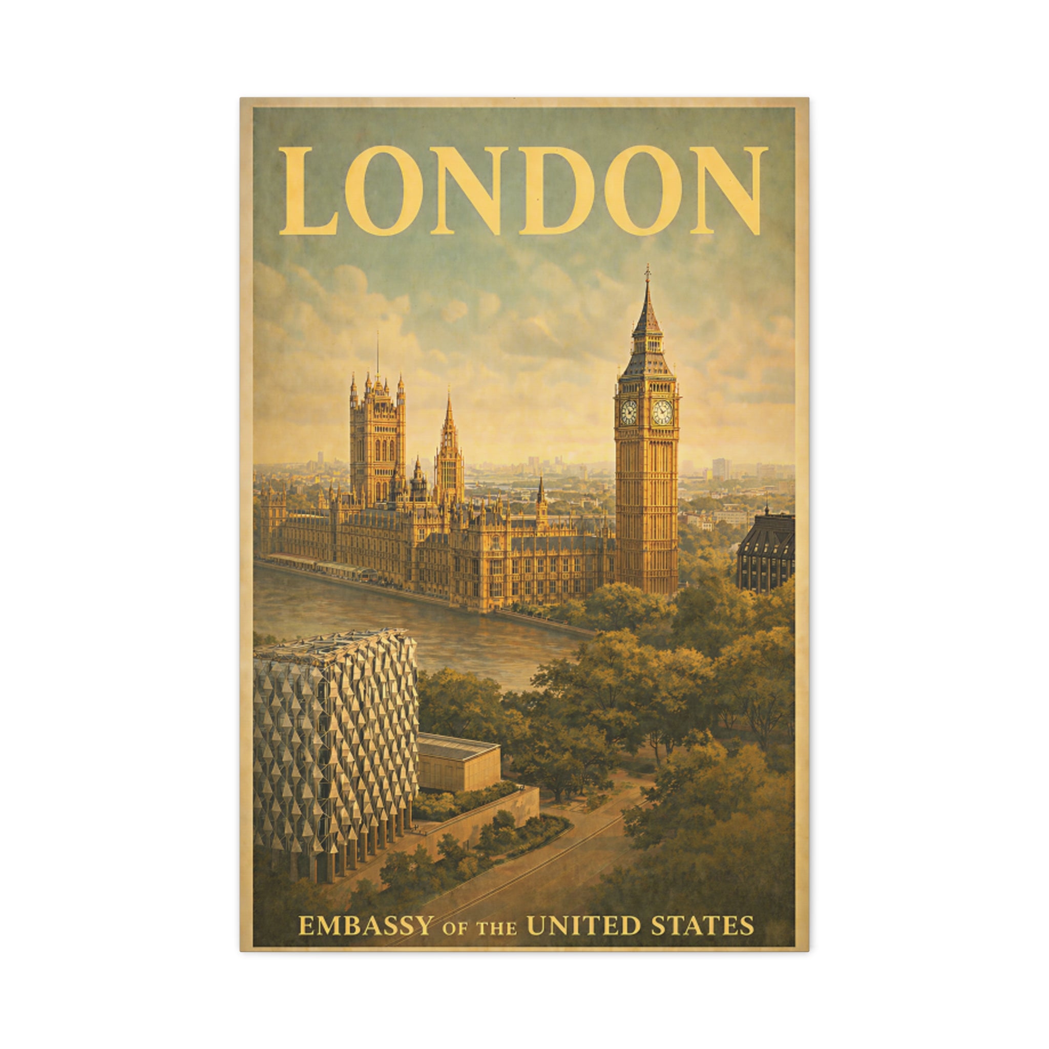London Embassy Wrapped Canvas