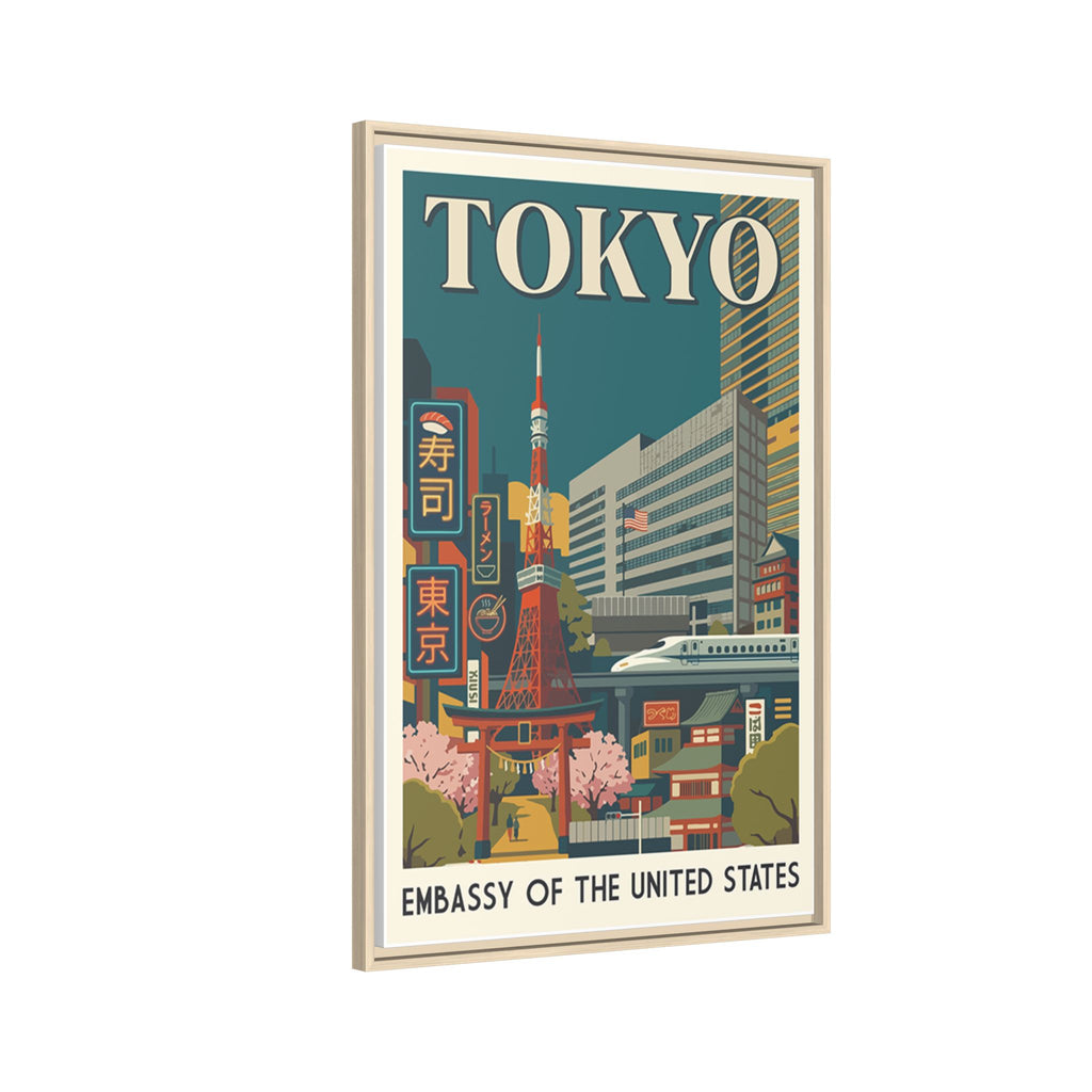 Tokyo Embassy Wrapped Canvas Framed