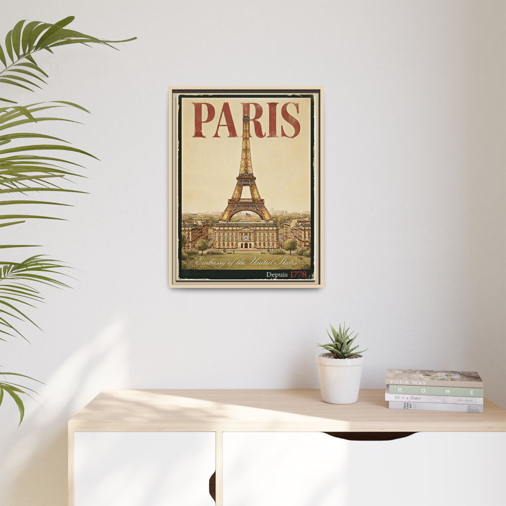 Paris Embassy Wrapped Canvas Framed