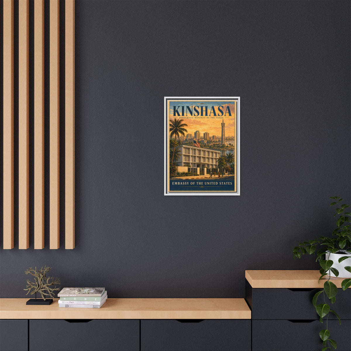 Kinshasa Embassy Wrapped Canvas Framed