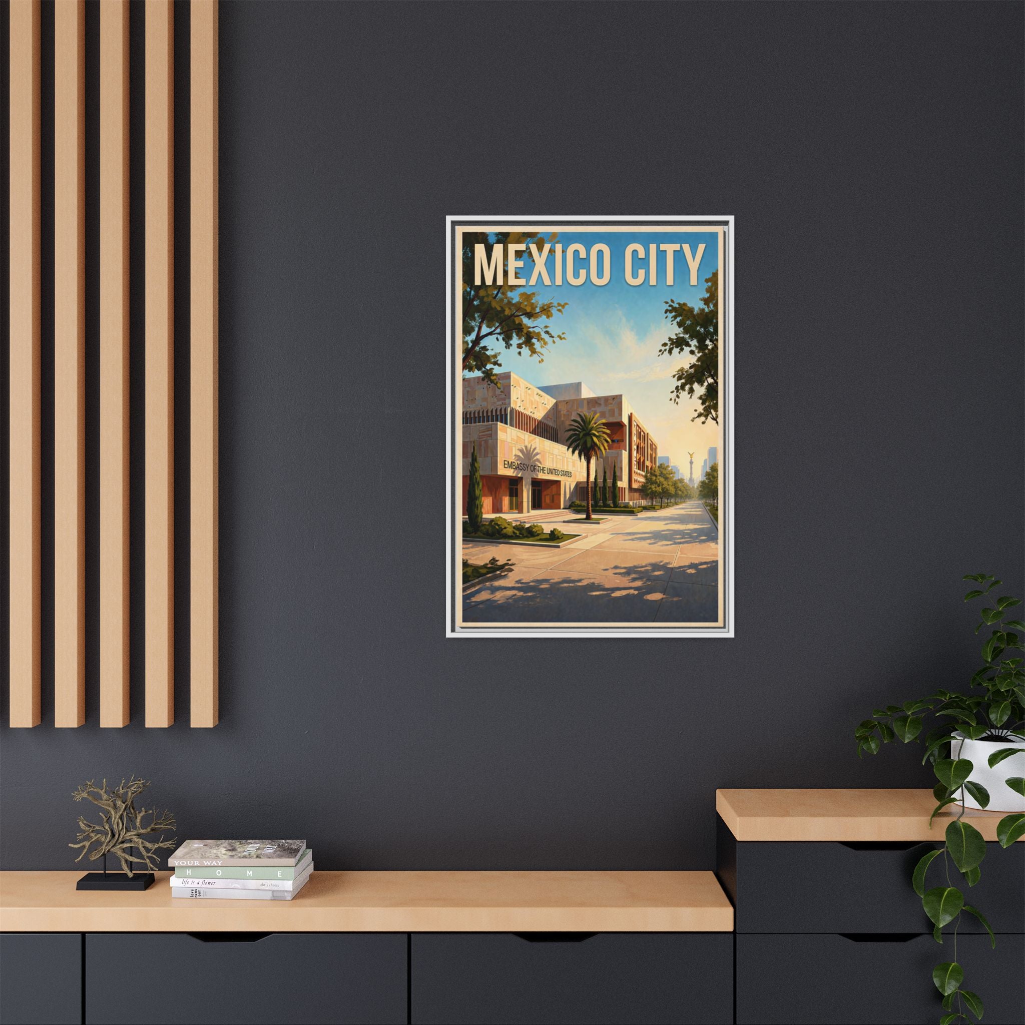 Mexico City Embassy Wrapped Canvas Framed