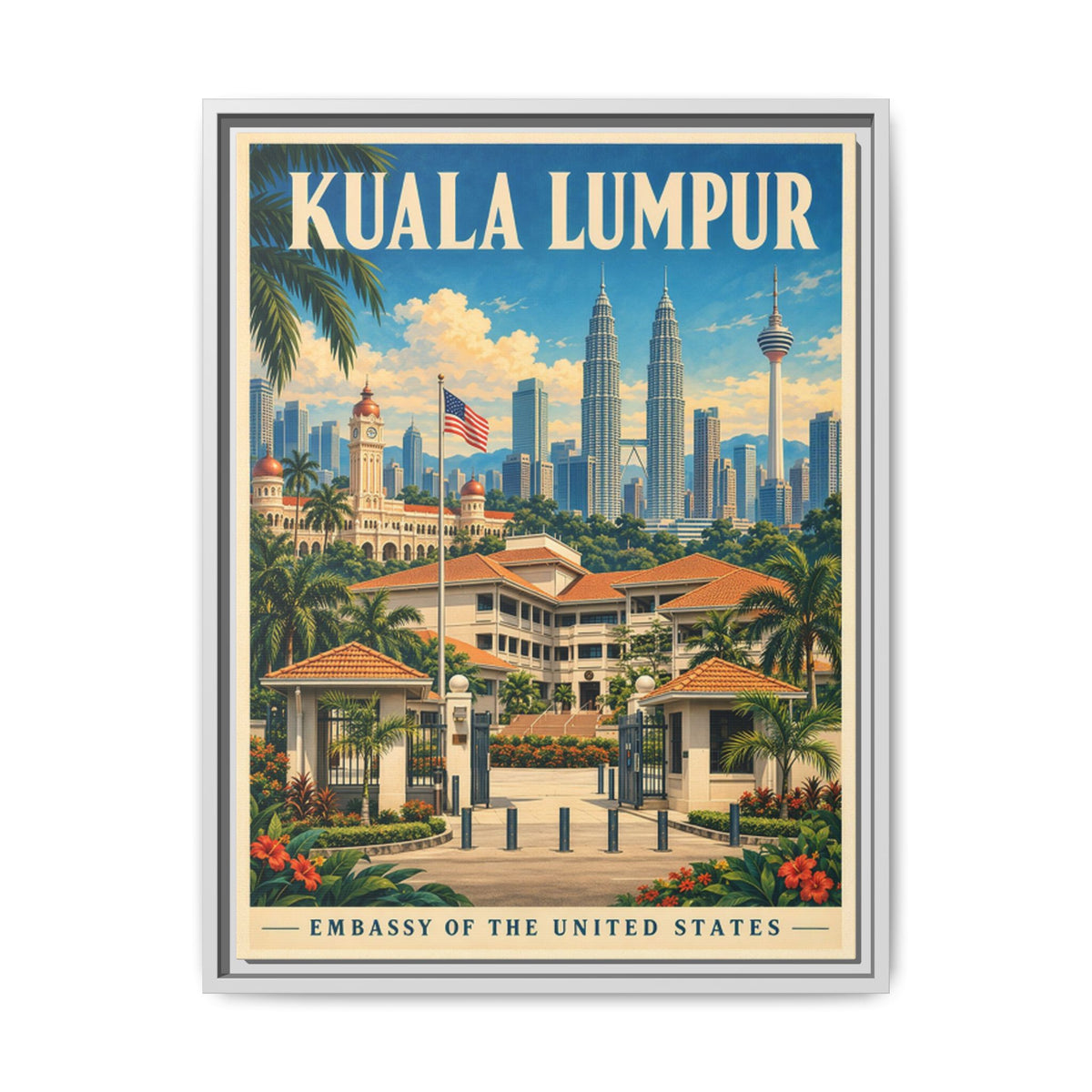 Kuala Lumpur Embassy Wrapped Canvas Framed