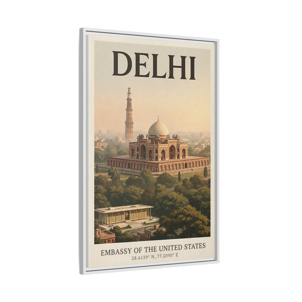 Delhi Embassy Wrapped Canvas Framed