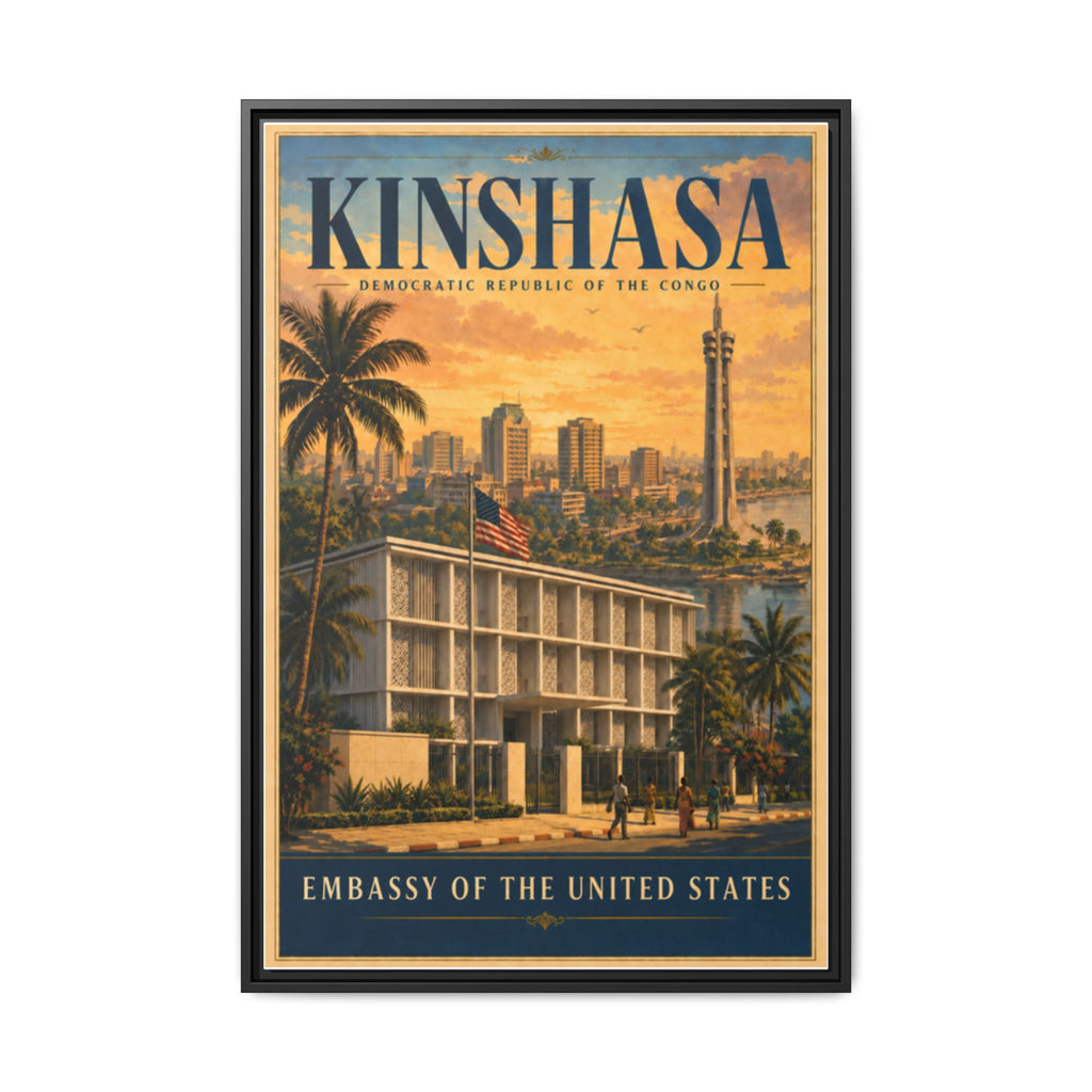 Kinshasa Embassy Wrapped Canvas Framed