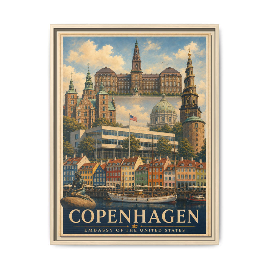 Copenhagen Embassy Wrapped Canvas Framed