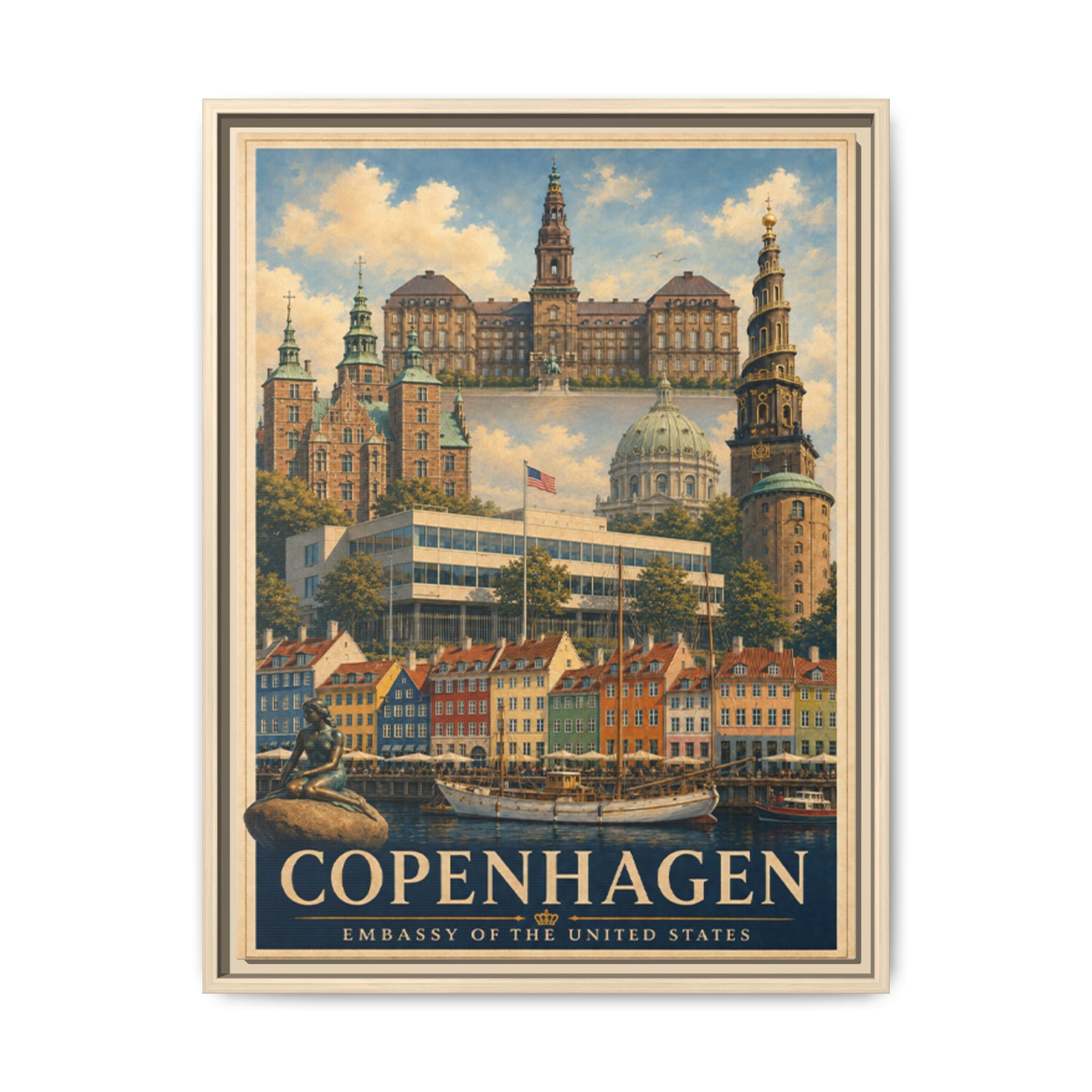 Copenhagen Embassy Wrapped Canvas Framed