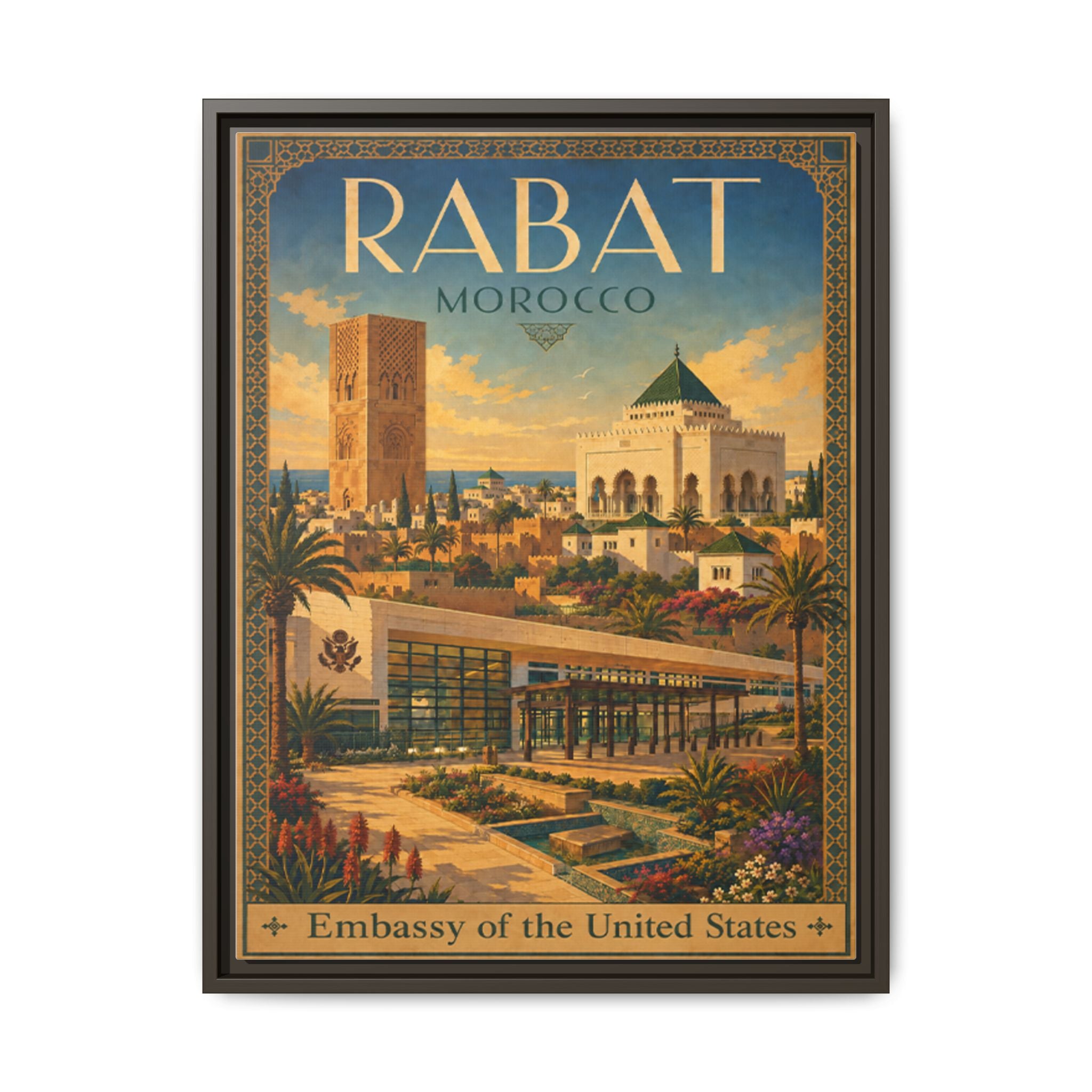 Rabat Embassy Wrapped Canvas Framed