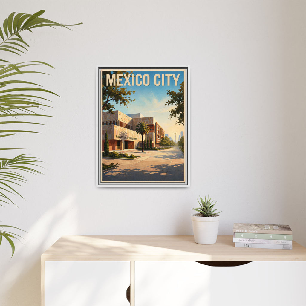 Mexico City Embassy Wrapped Canvas Framed