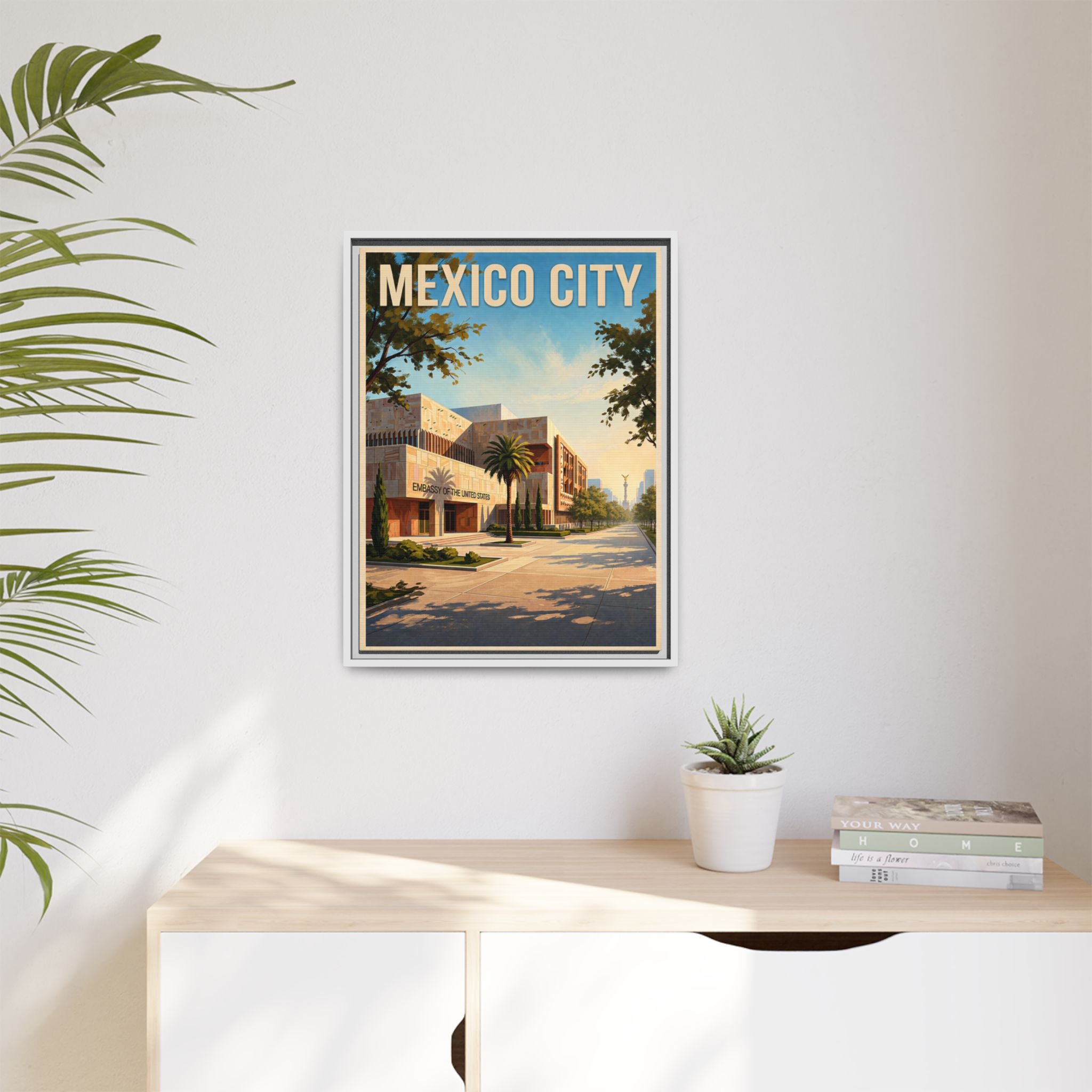 Mexico City Embassy Wrapped Canvas Framed