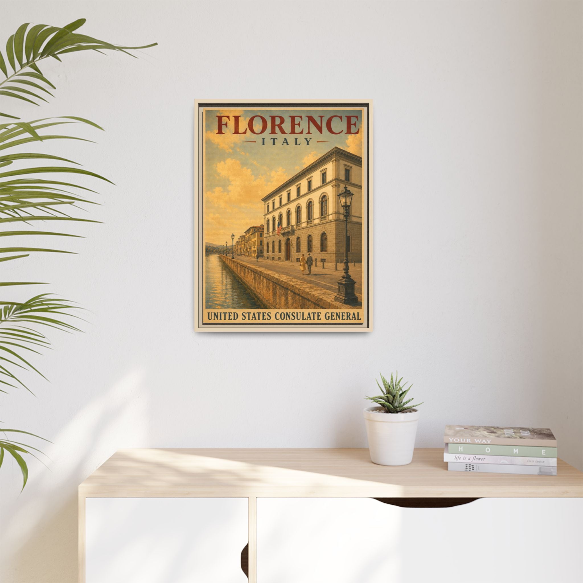 Florence Consulate General Wrapped Canvas Framed