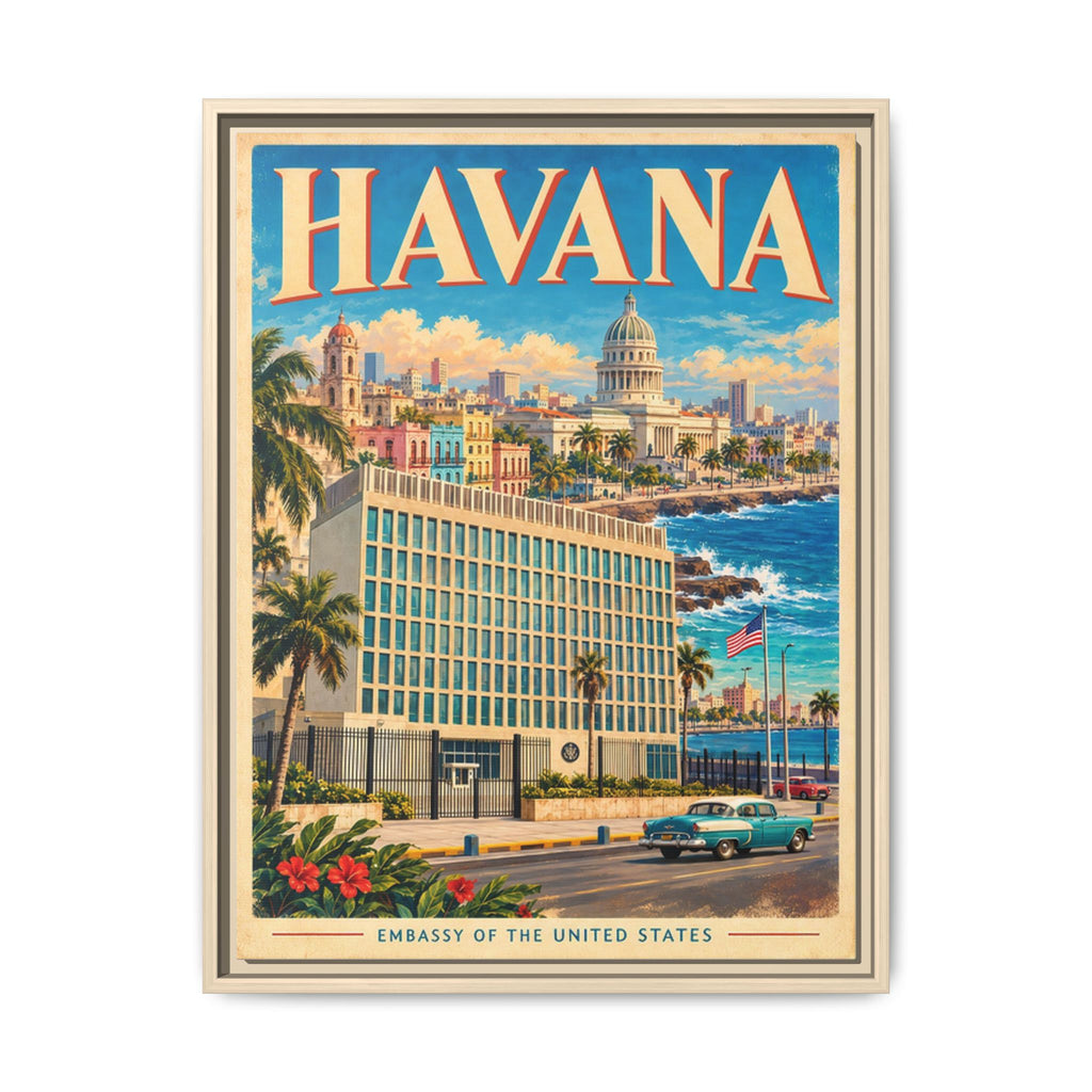 Havana Embassy Wrapped Canvas Framed