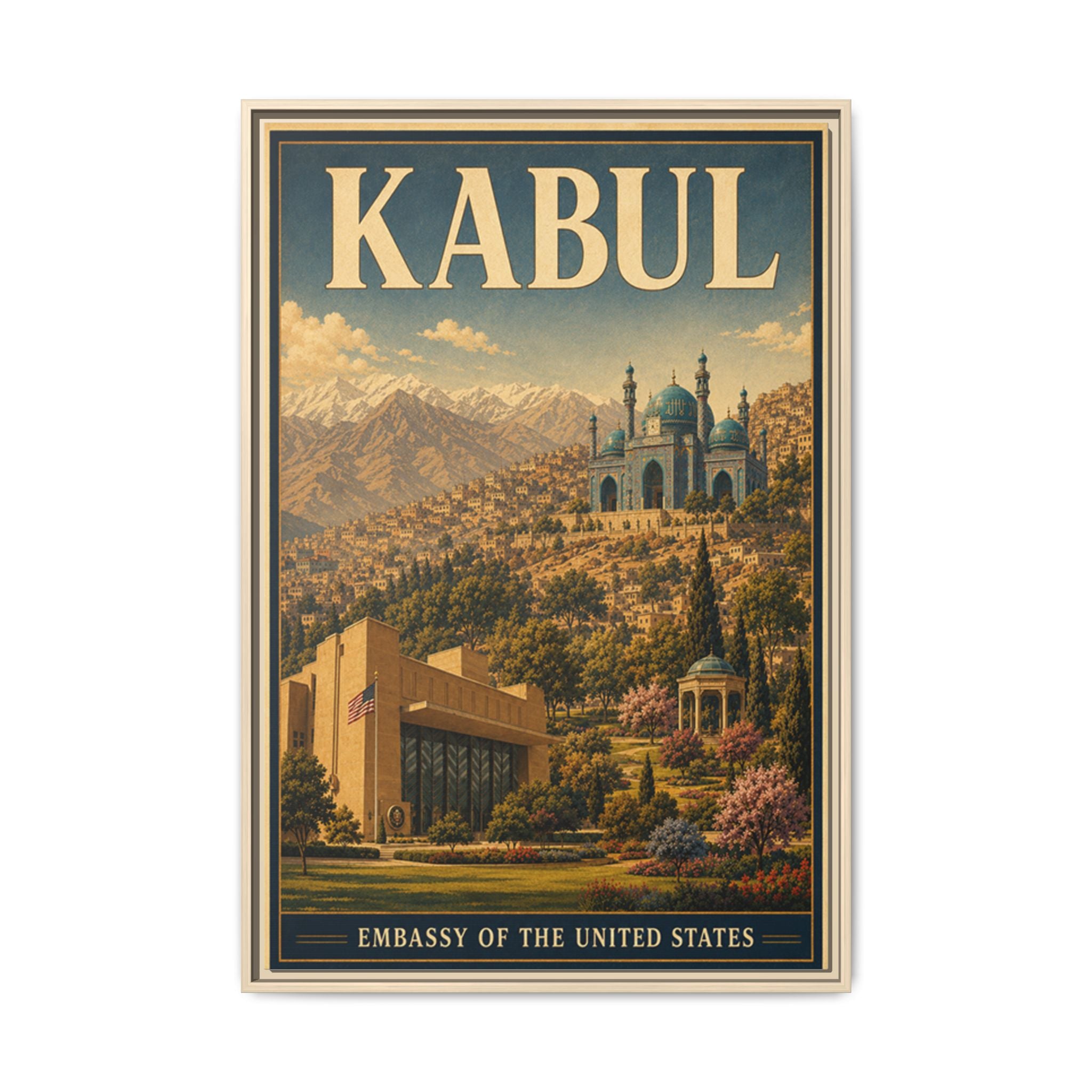 Kabul Embassy Wrapped Canvas Framed