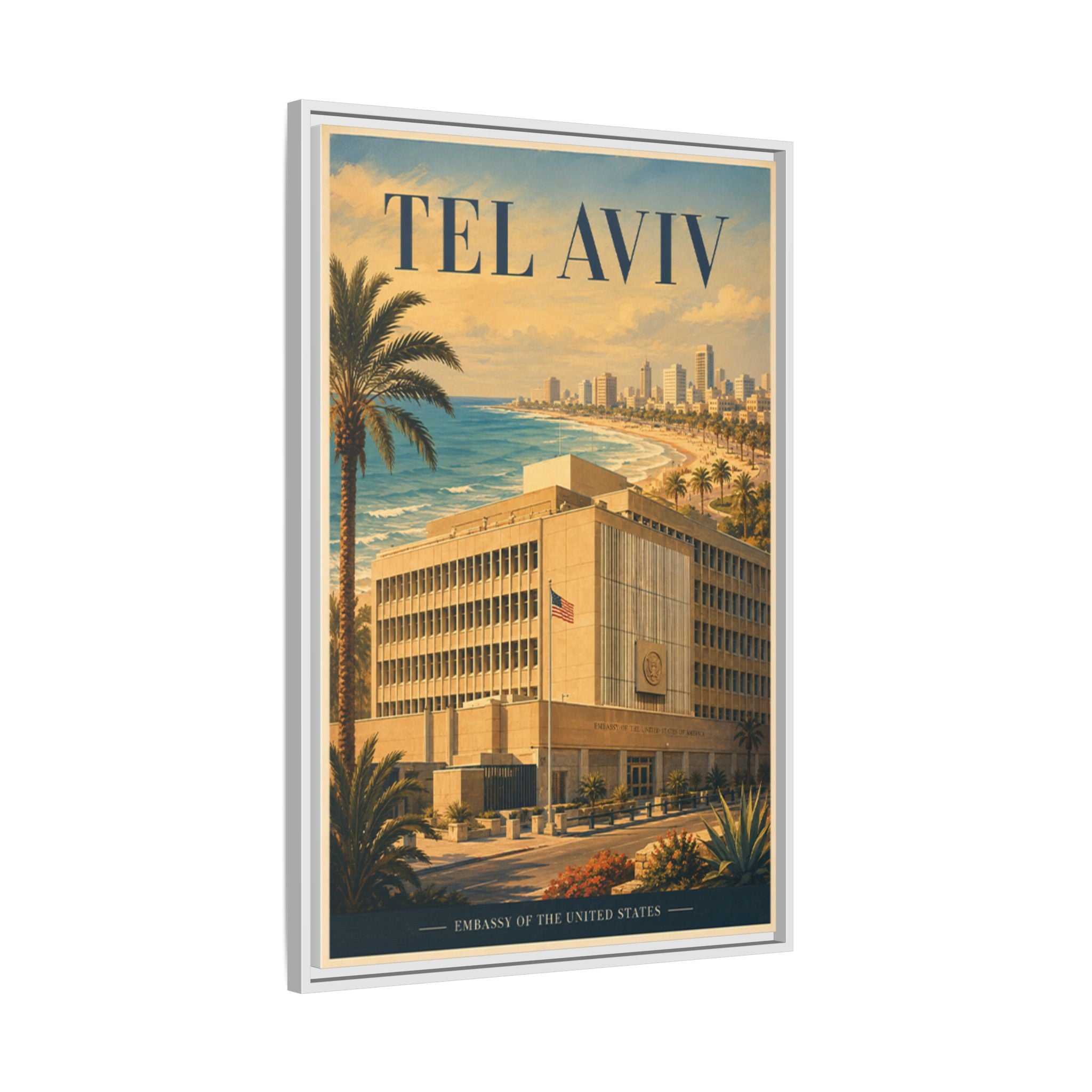 Tel Aviv Embassy Wrapped Canvas Framed