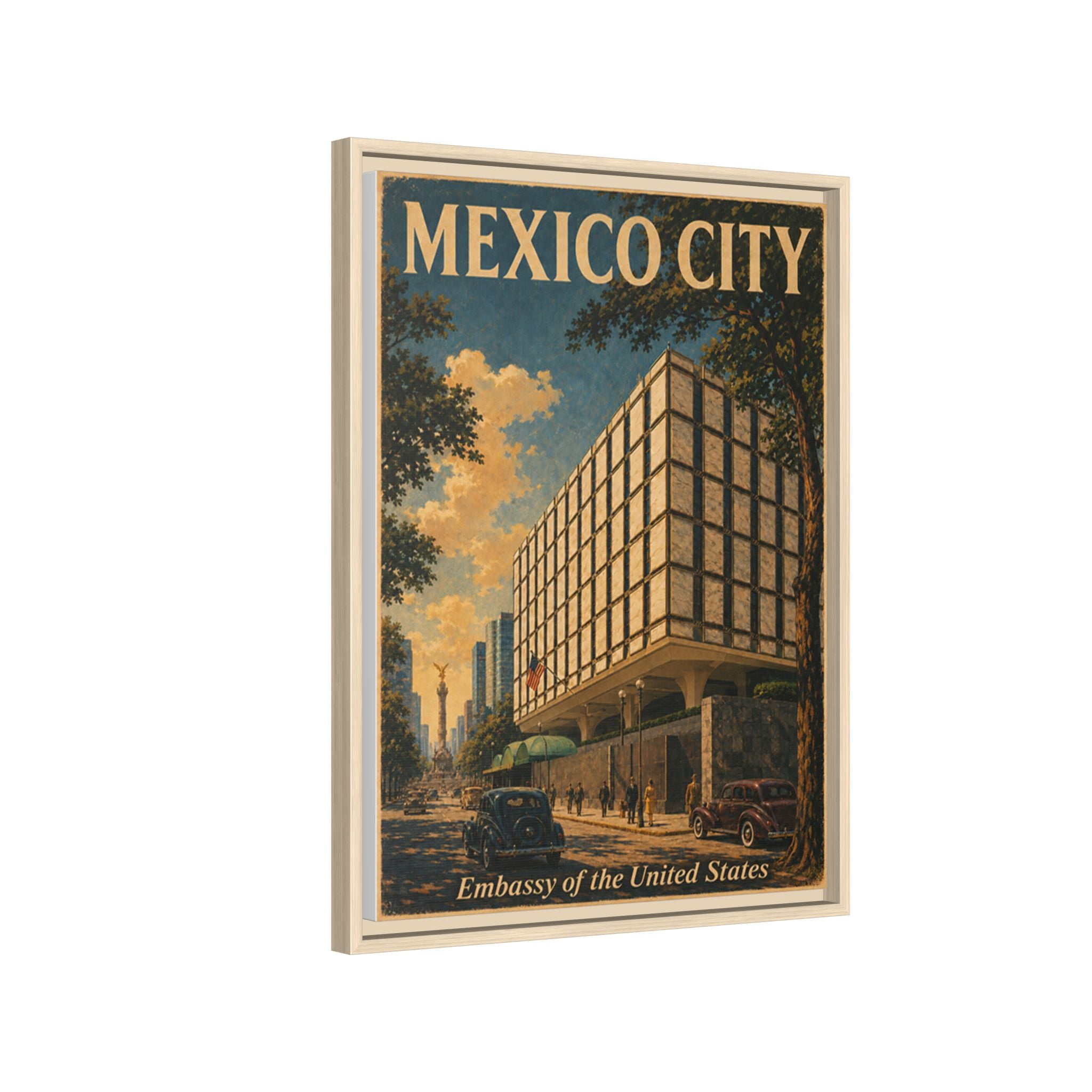 Mexico City Embassy Wrapped Canvas Framed