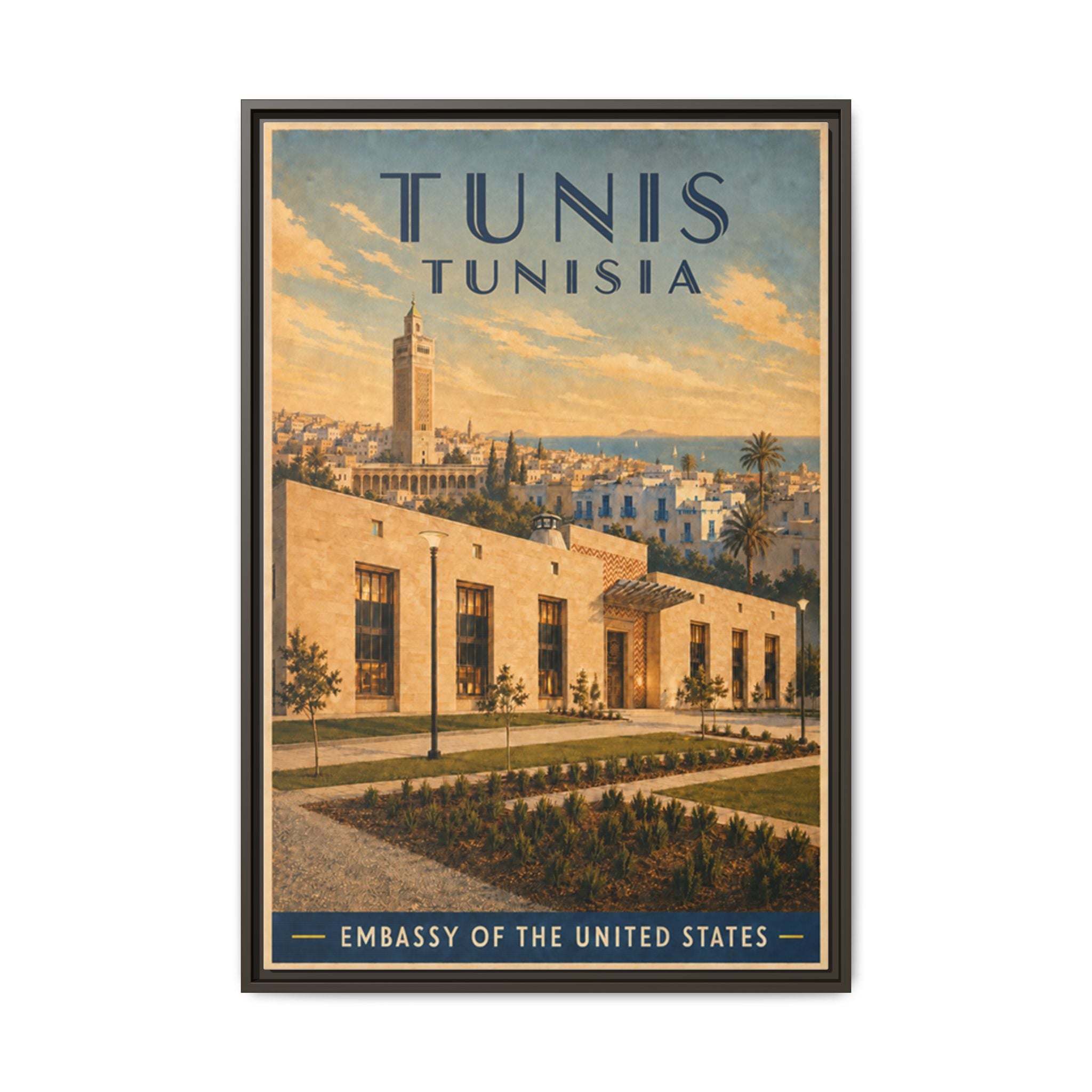 Tunis Embassy Wrapped Canvas Framed