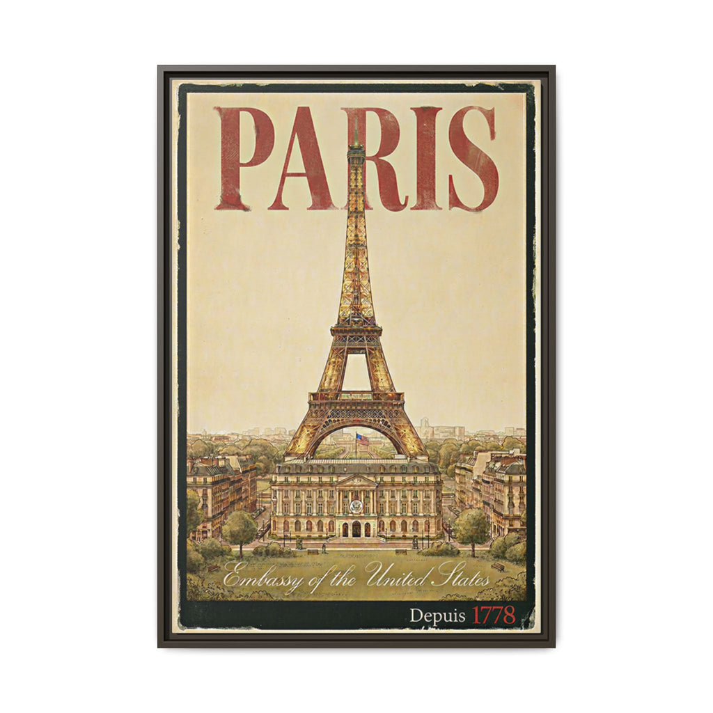 Paris Embassy Wrapped Canvas Framed