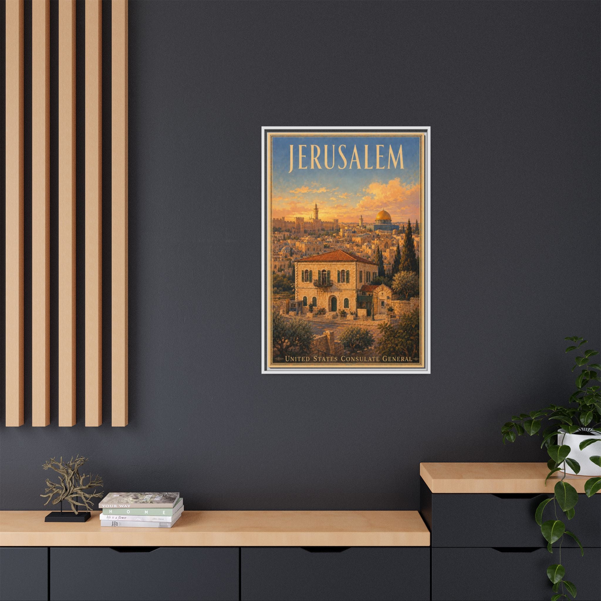 Jerusalem Consulate General Wrapped Canvas Framed