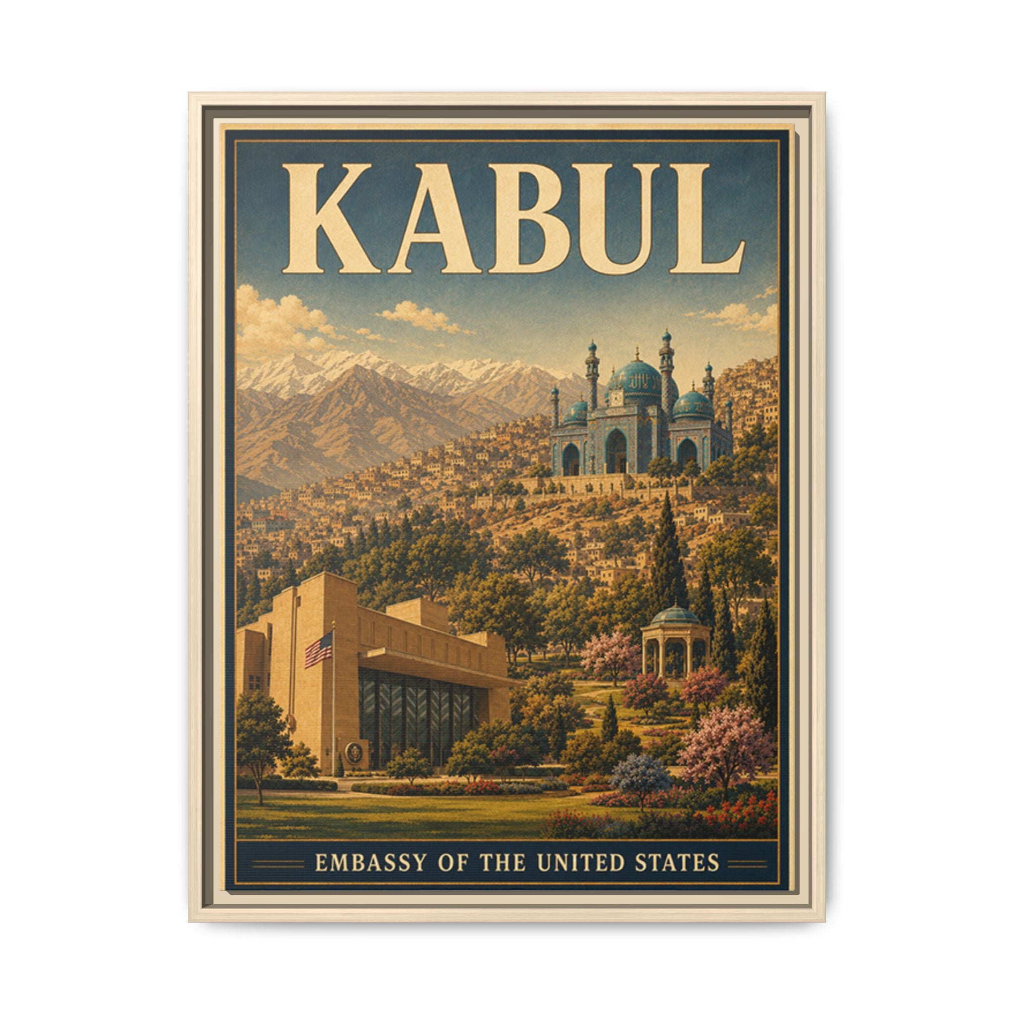 Kabul Embassy Wrapped Canvas Framed