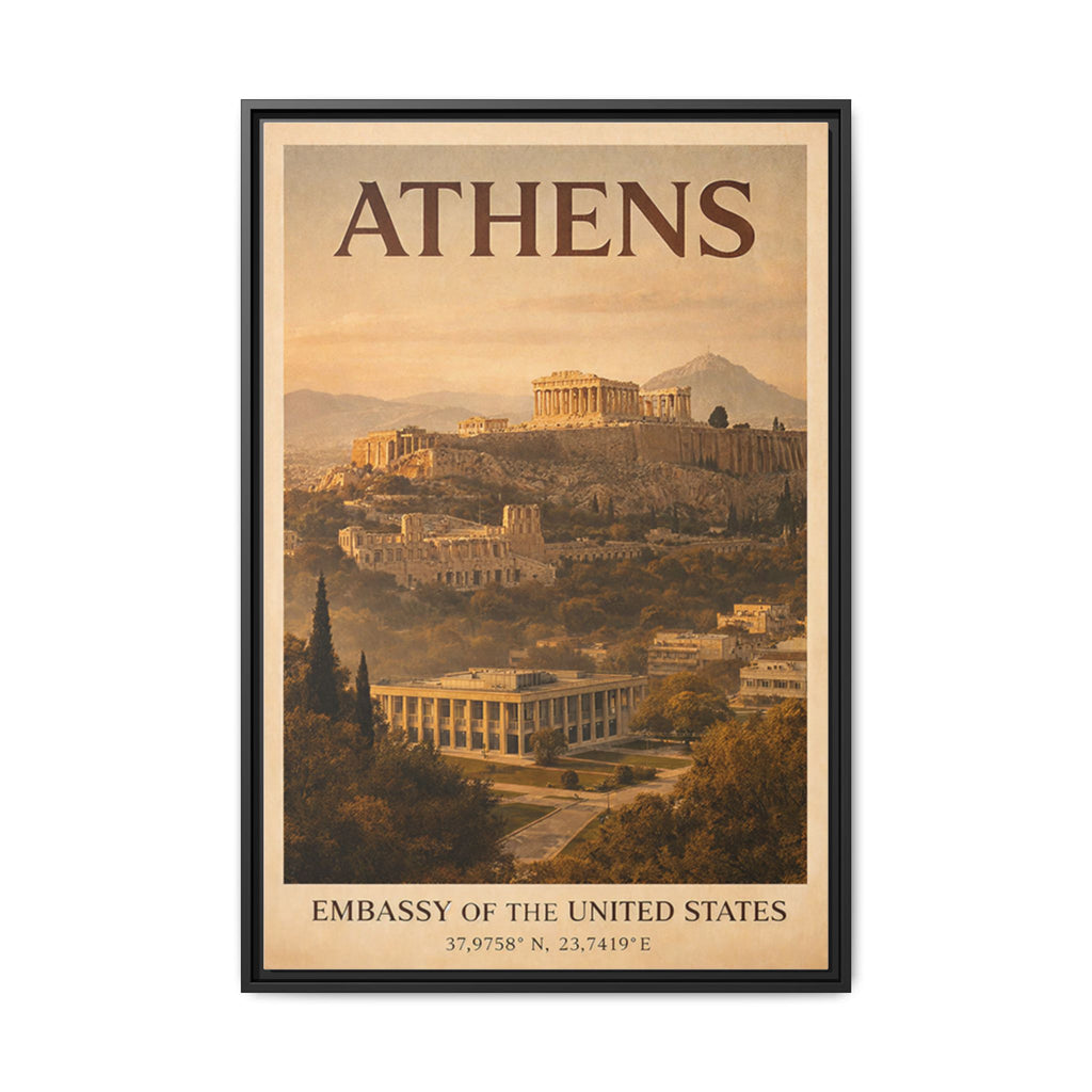 Athens Embassy Wrapped Canvas Framed