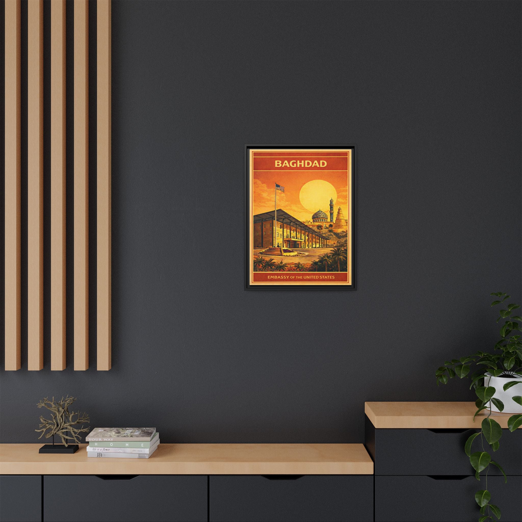 Baghdad Embassy Wrapped Canvas Framed