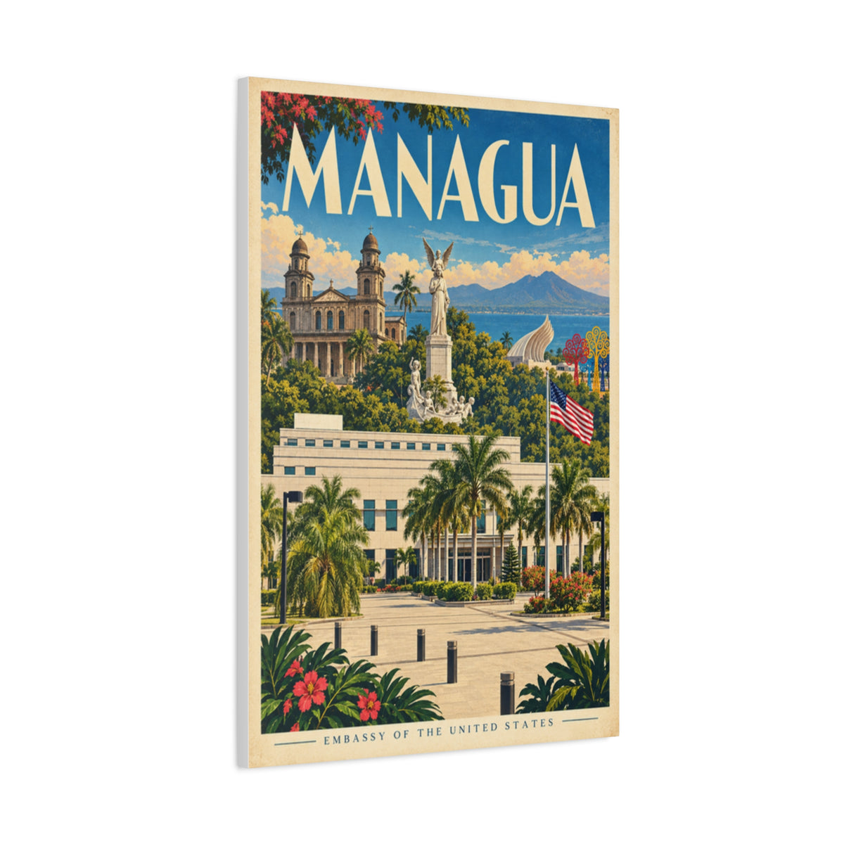 Managua Embassy Wrapped Canvas