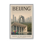 Beijing Embassy Wrapped Canvas Framed