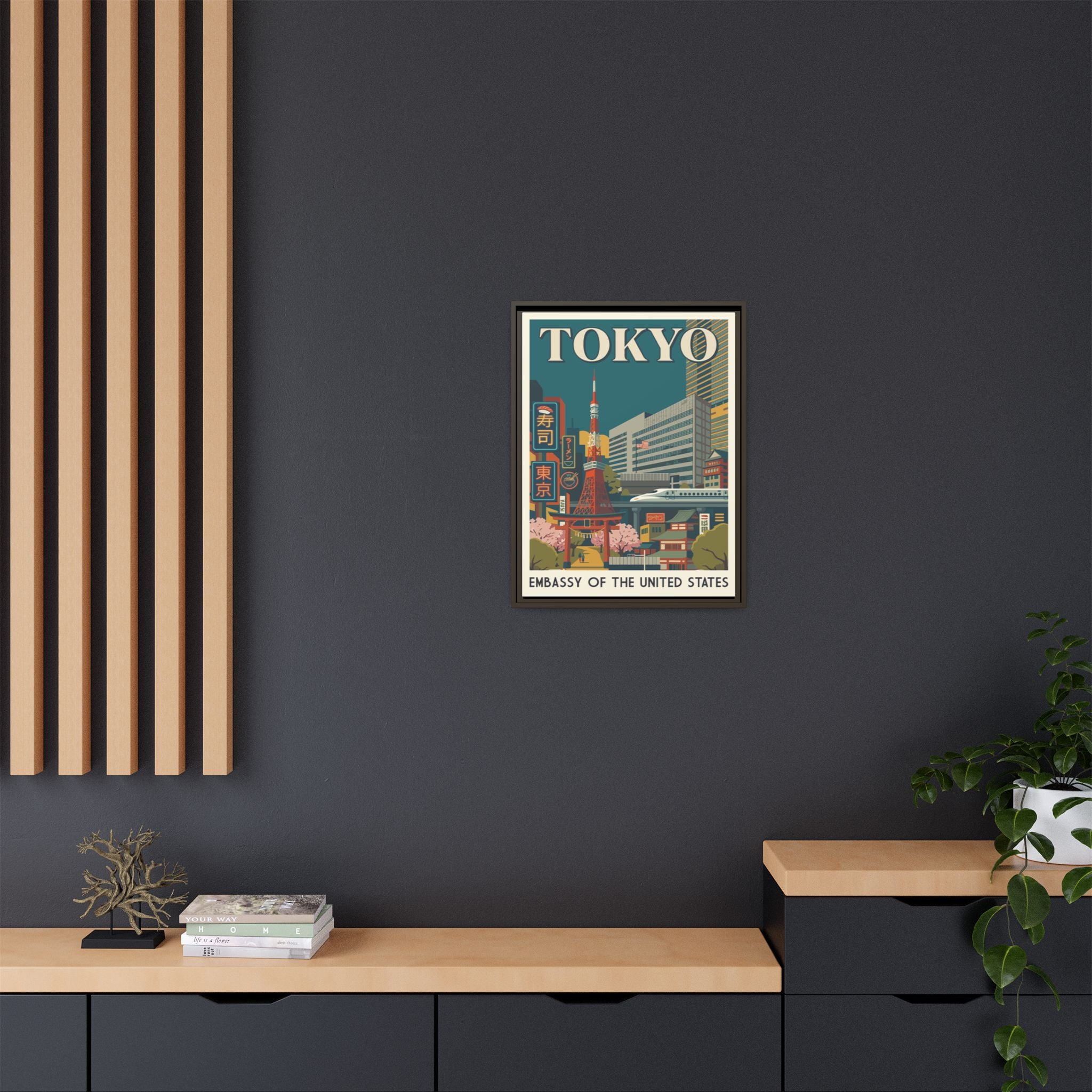 Tokyo Embassy Wrapped Canvas Framed
