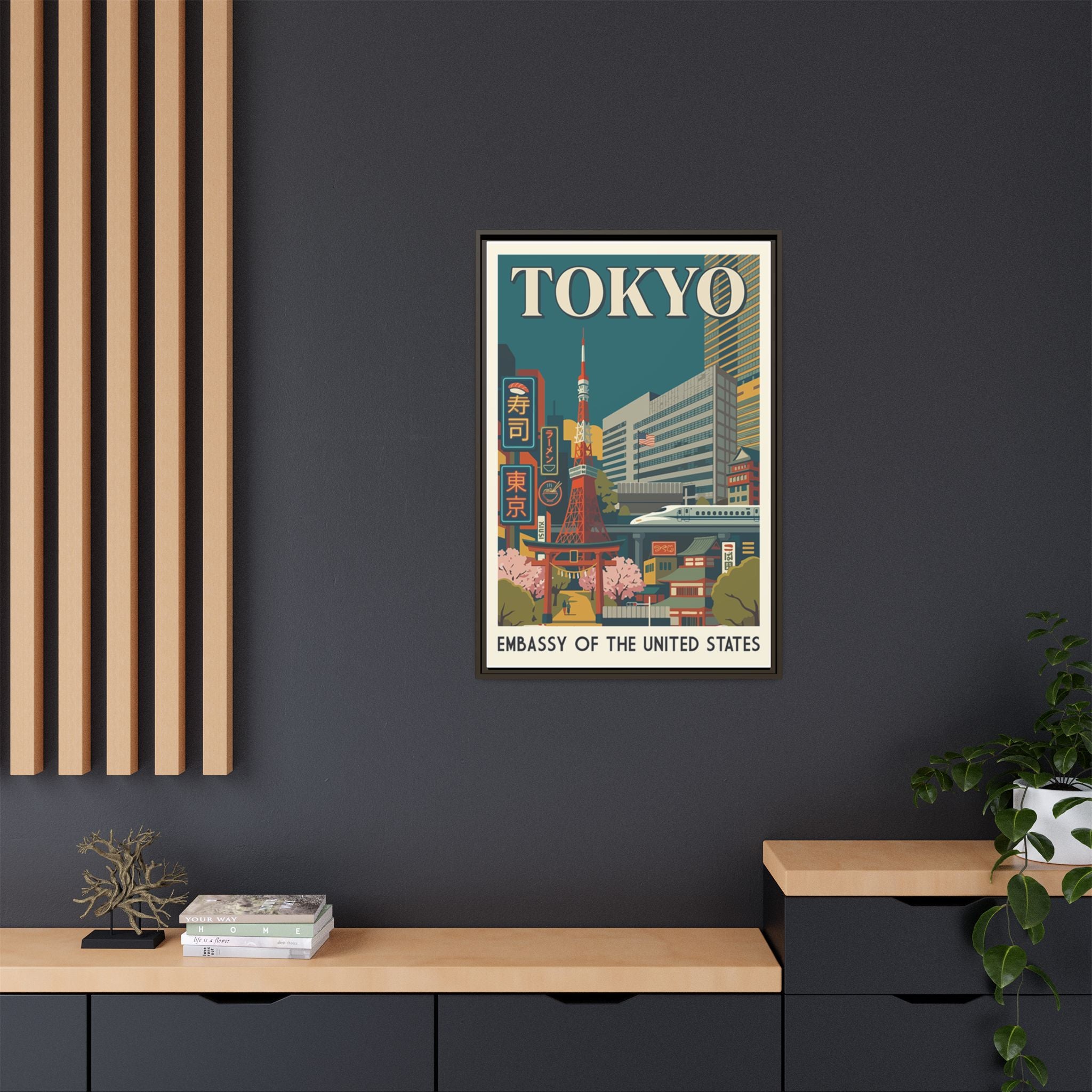 Tokyo Embassy Wrapped Canvas Framed