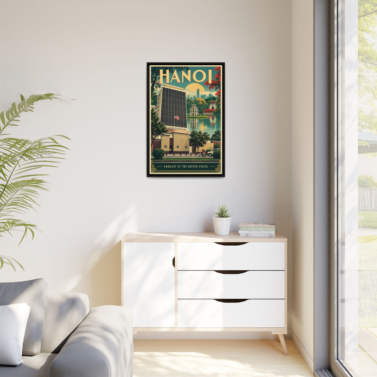 Hanoi Embassy Wrapped Canvas Framed