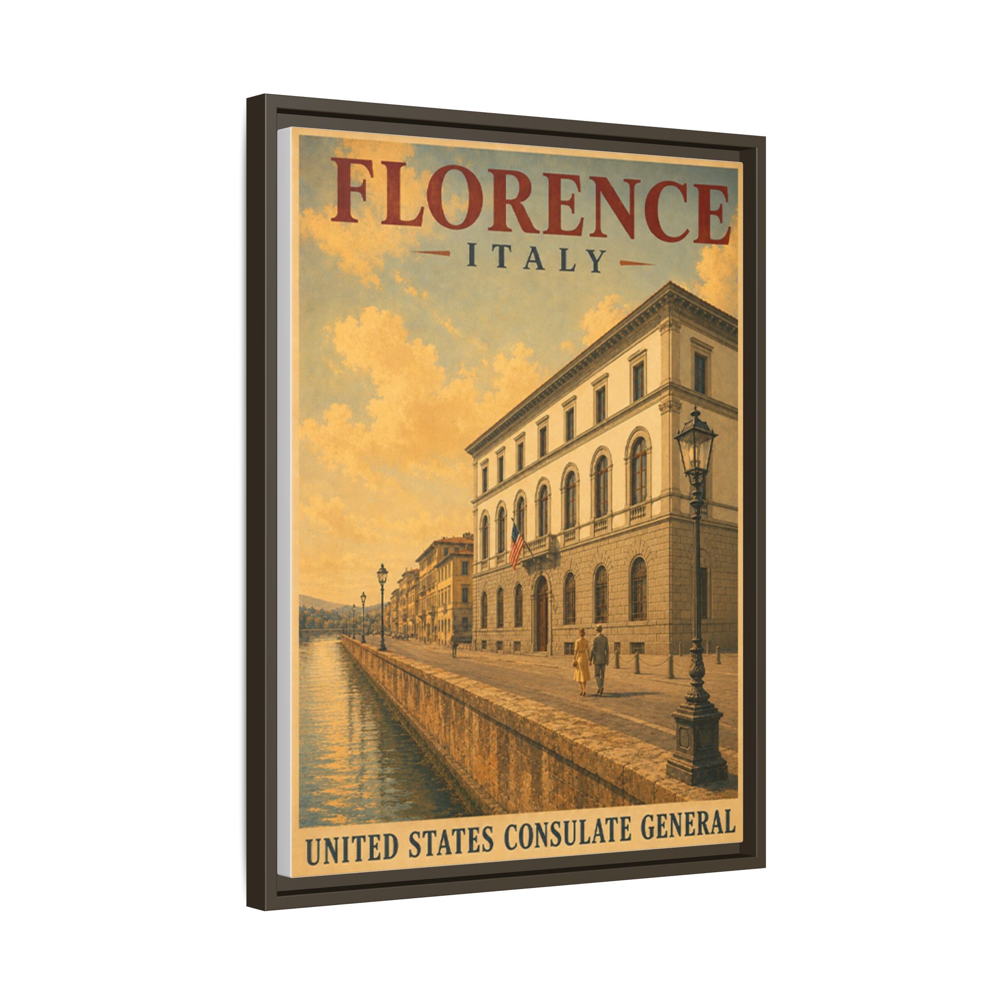 Florence Consulate General Wrapped Canvas Framed