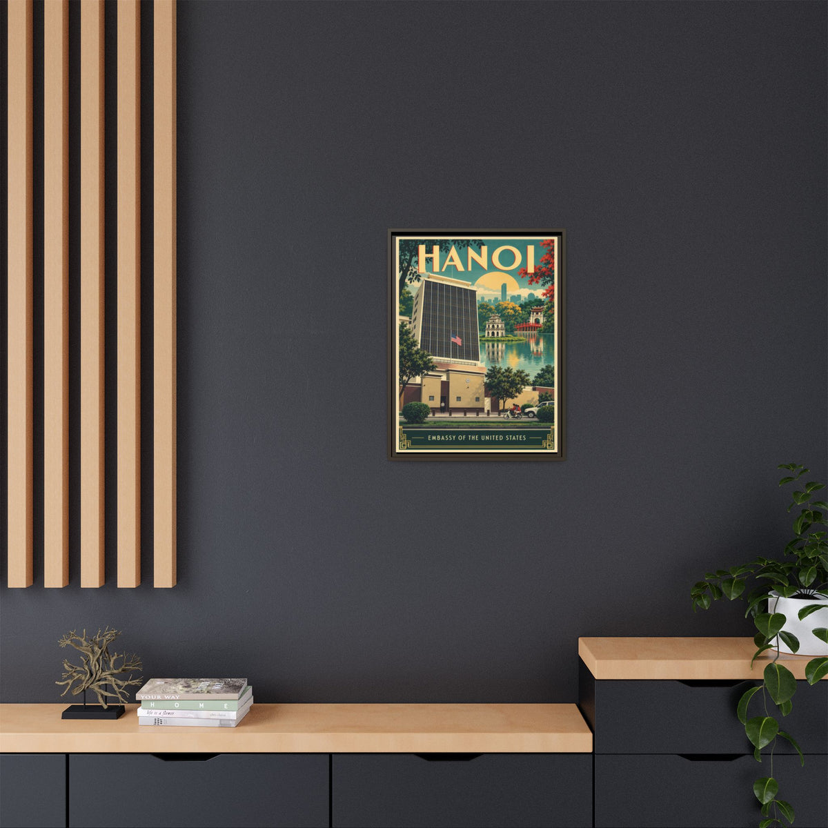 Hanoi Embassy Wrapped Canvas Framed