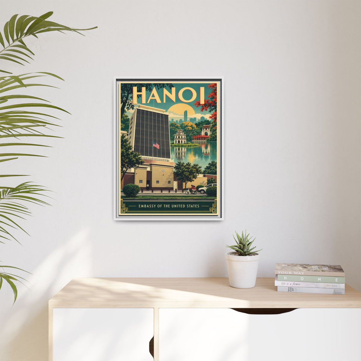 Hanoi Embassy Wrapped Canvas Framed
