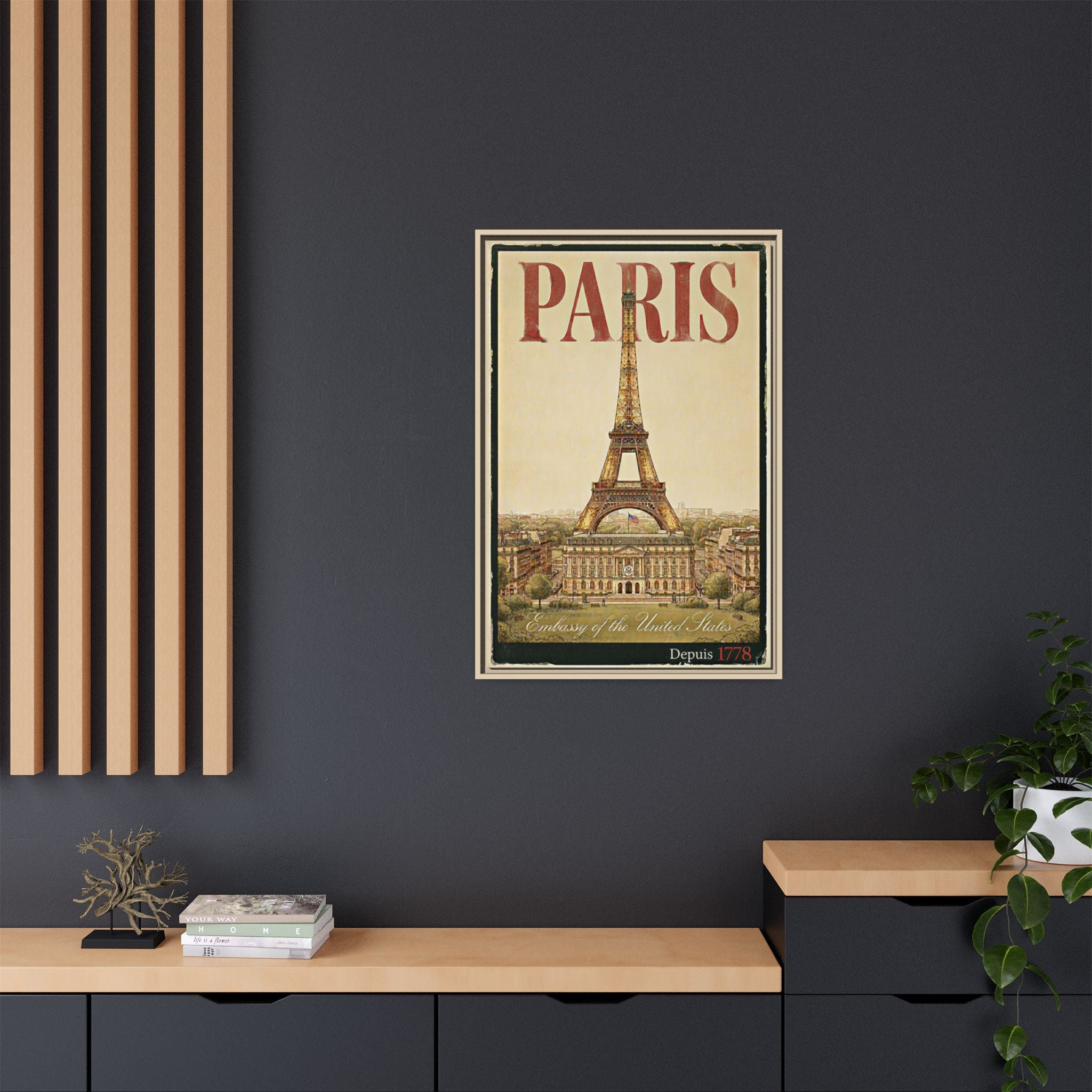 Paris Embassy Wrapped Canvas Framed