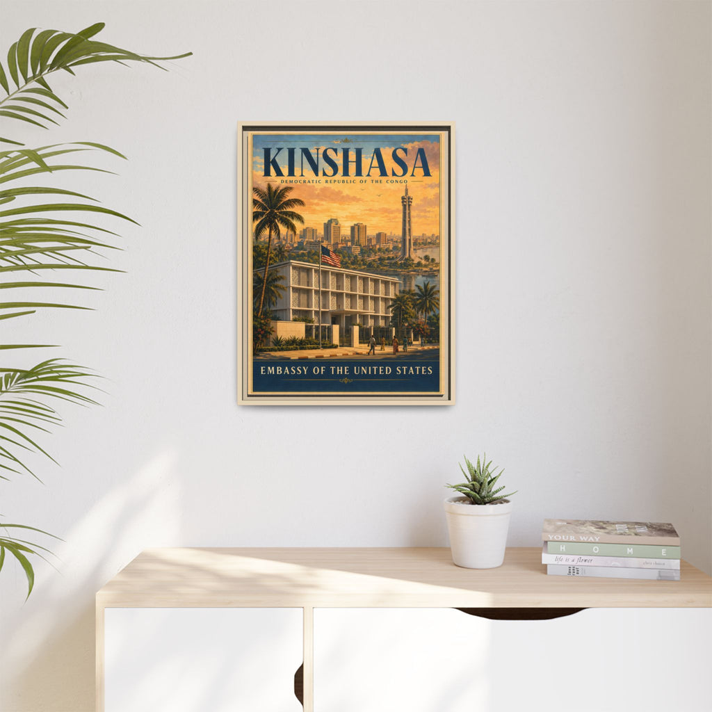 Kinshasa Embassy Wrapped Canvas Framed