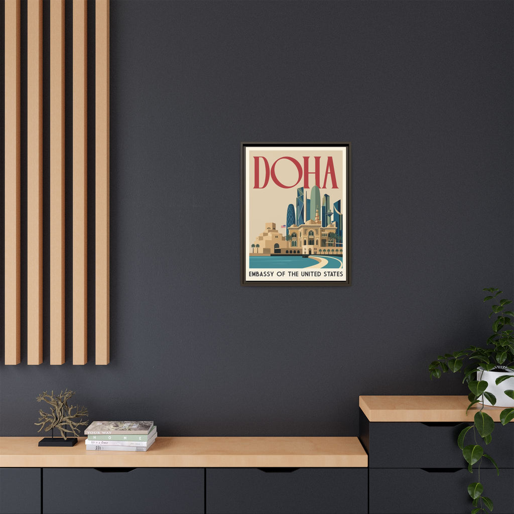 Doha Embassy Wrapped Canvas Framed