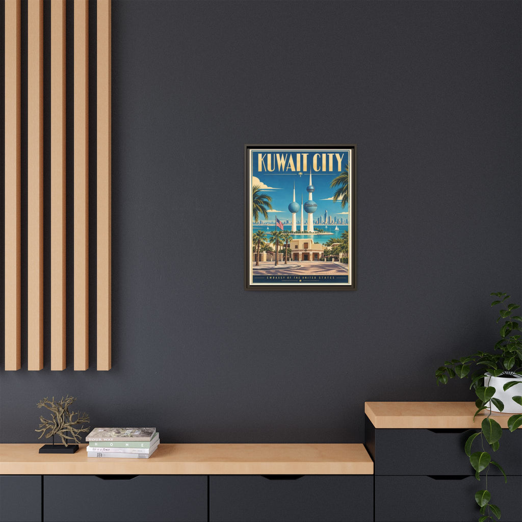 Kuwait City Embassy Wrapped Canvas Framed