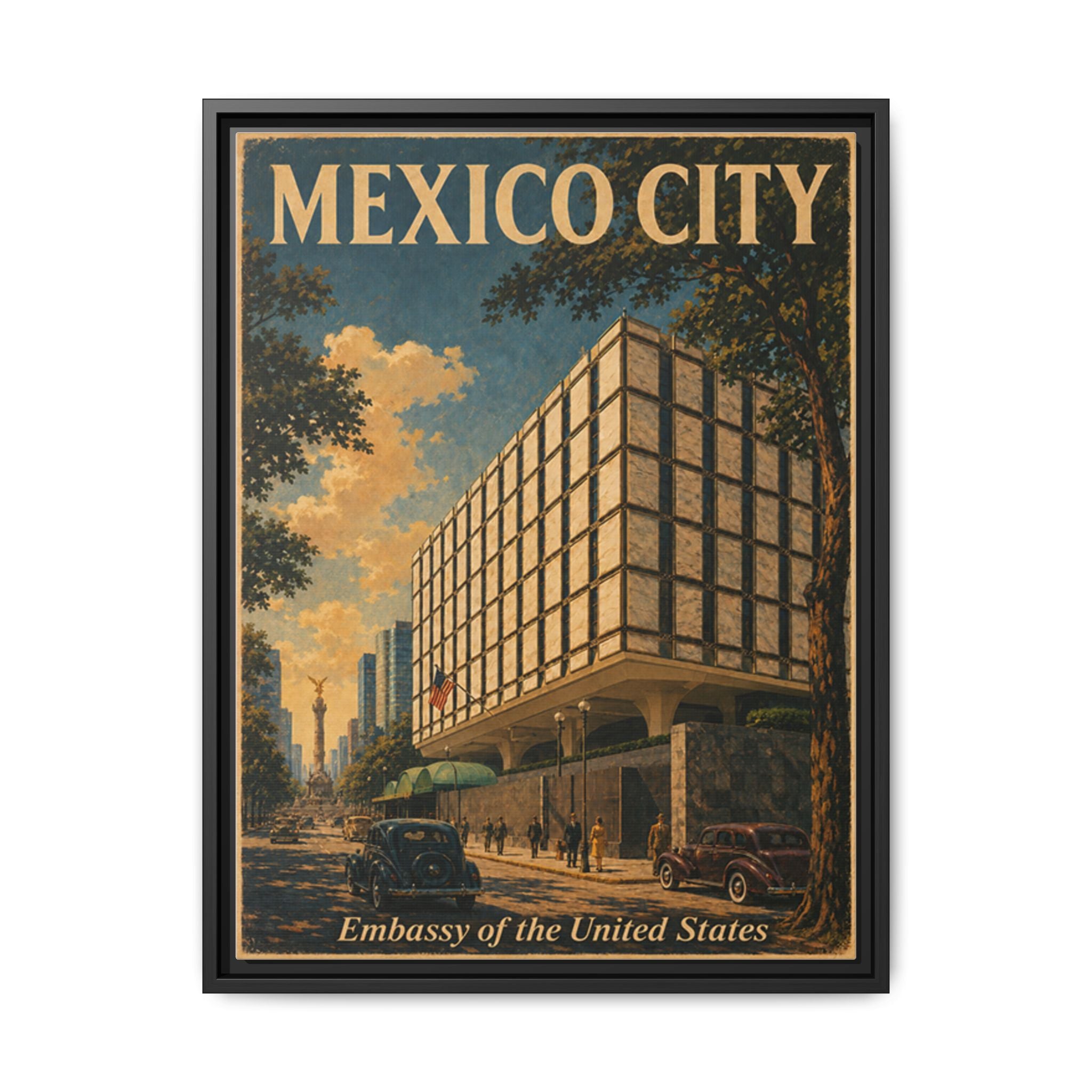 Mexico City Embassy Wrapped Canvas Framed