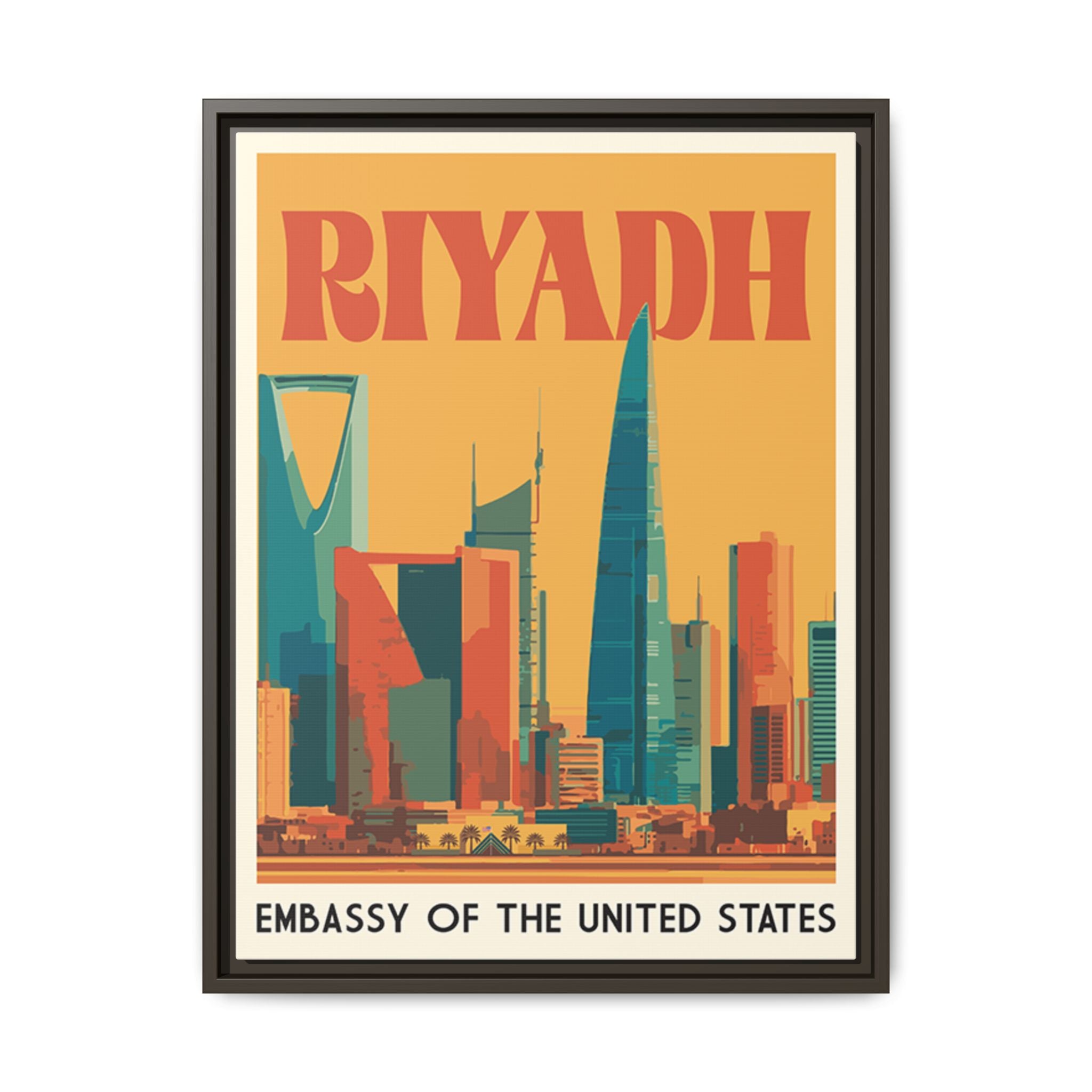 Riyadh Embassy Wrapped Canvas Framed