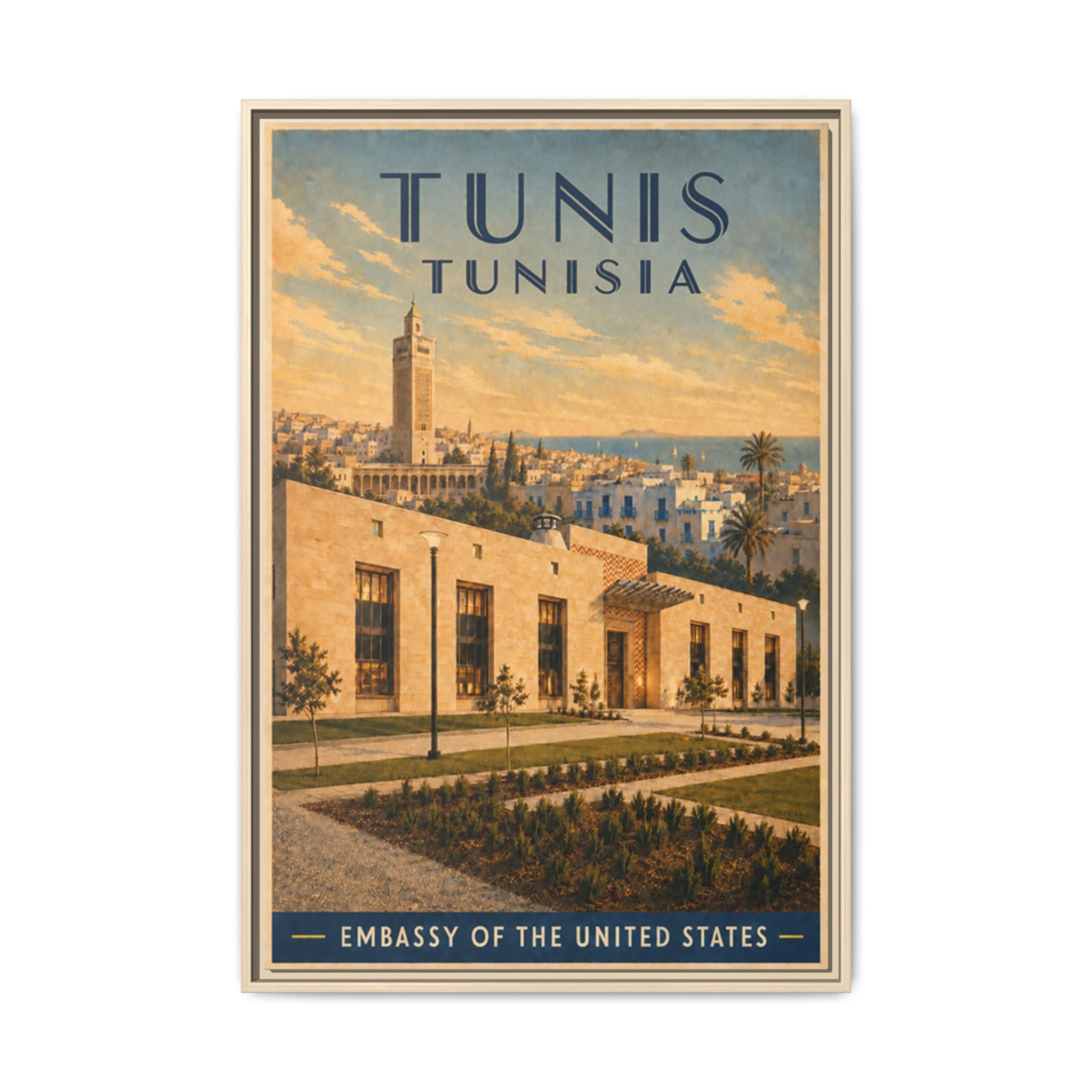 Tunis Embassy Wrapped Canvas Framed