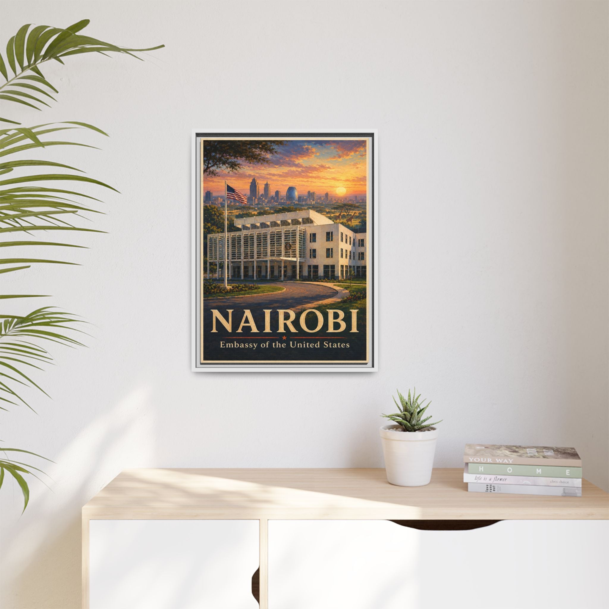 Nairobi Embassy Wrapped Canvas Framed