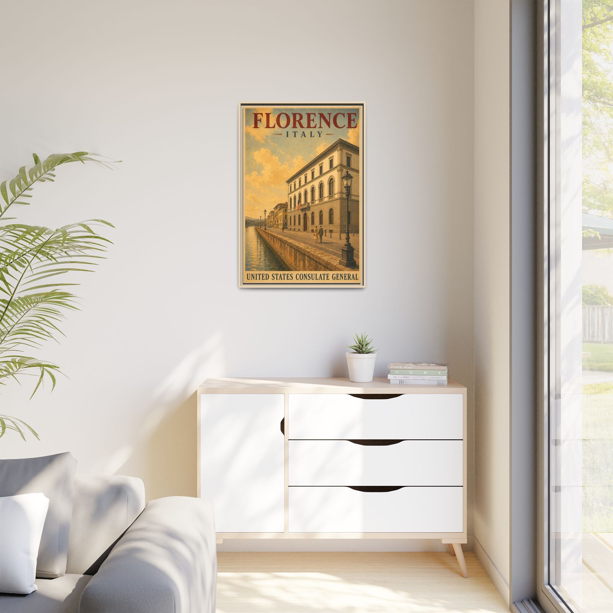 Florence Consulate General Wrapped Canvas Framed